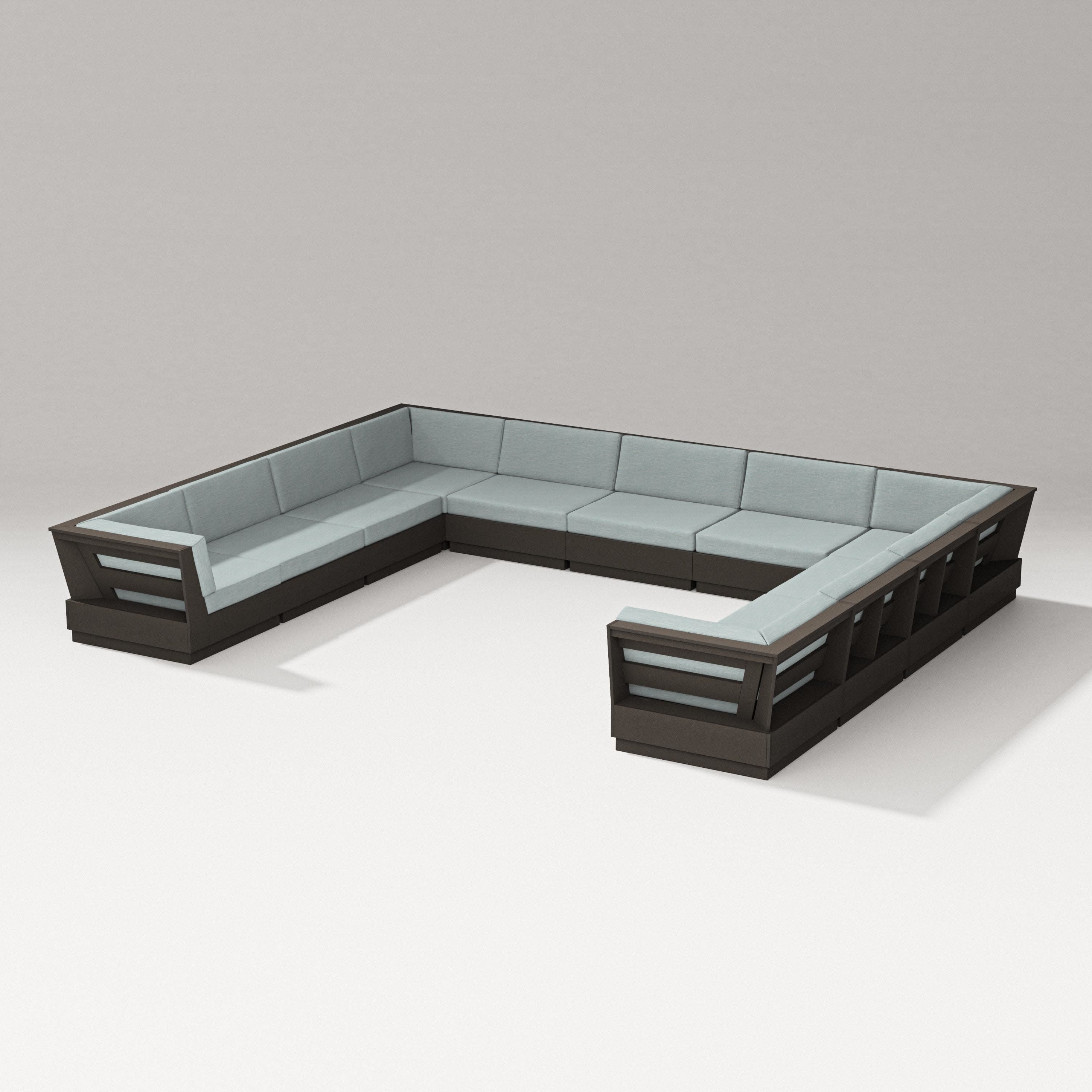 Elevate Large U-Shaped Sectional in Vintage Coffee / Soothe Mist