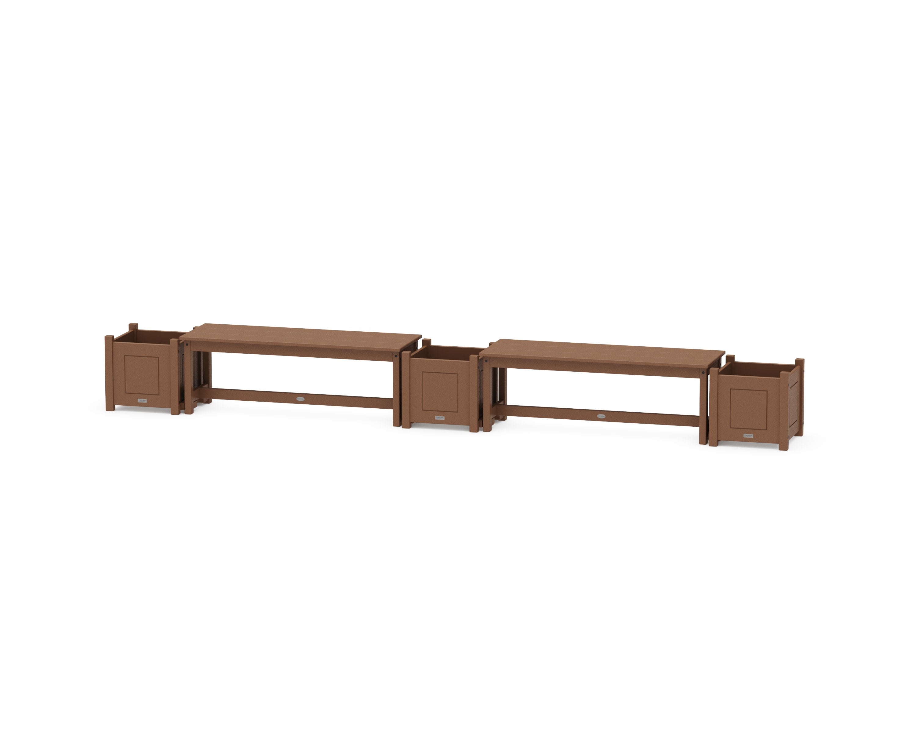 48" Country Living Straight Double Planter Bench Set in Teak