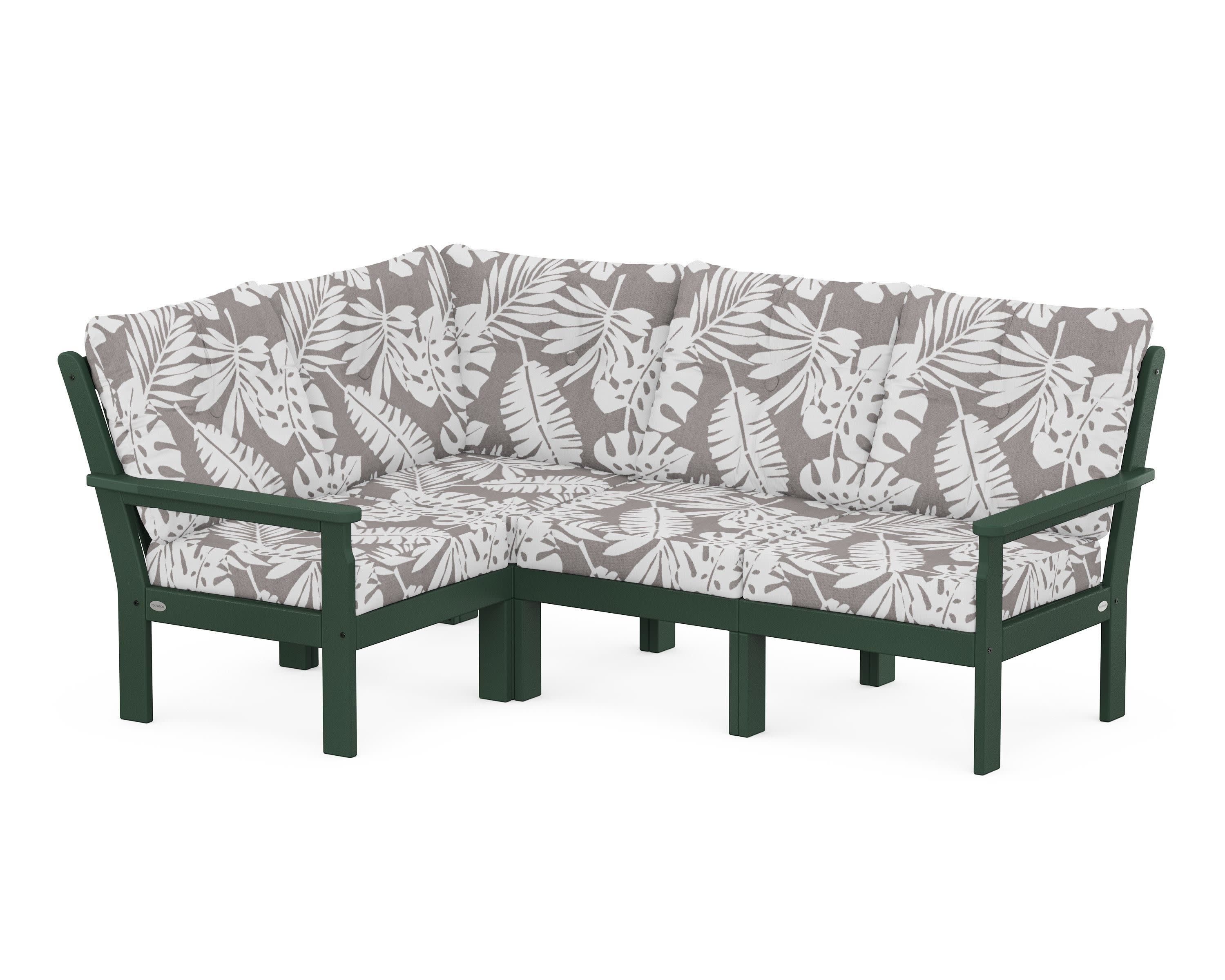 Vineyard 4-Piece Sectional in Green / Leaf Grey Mist
