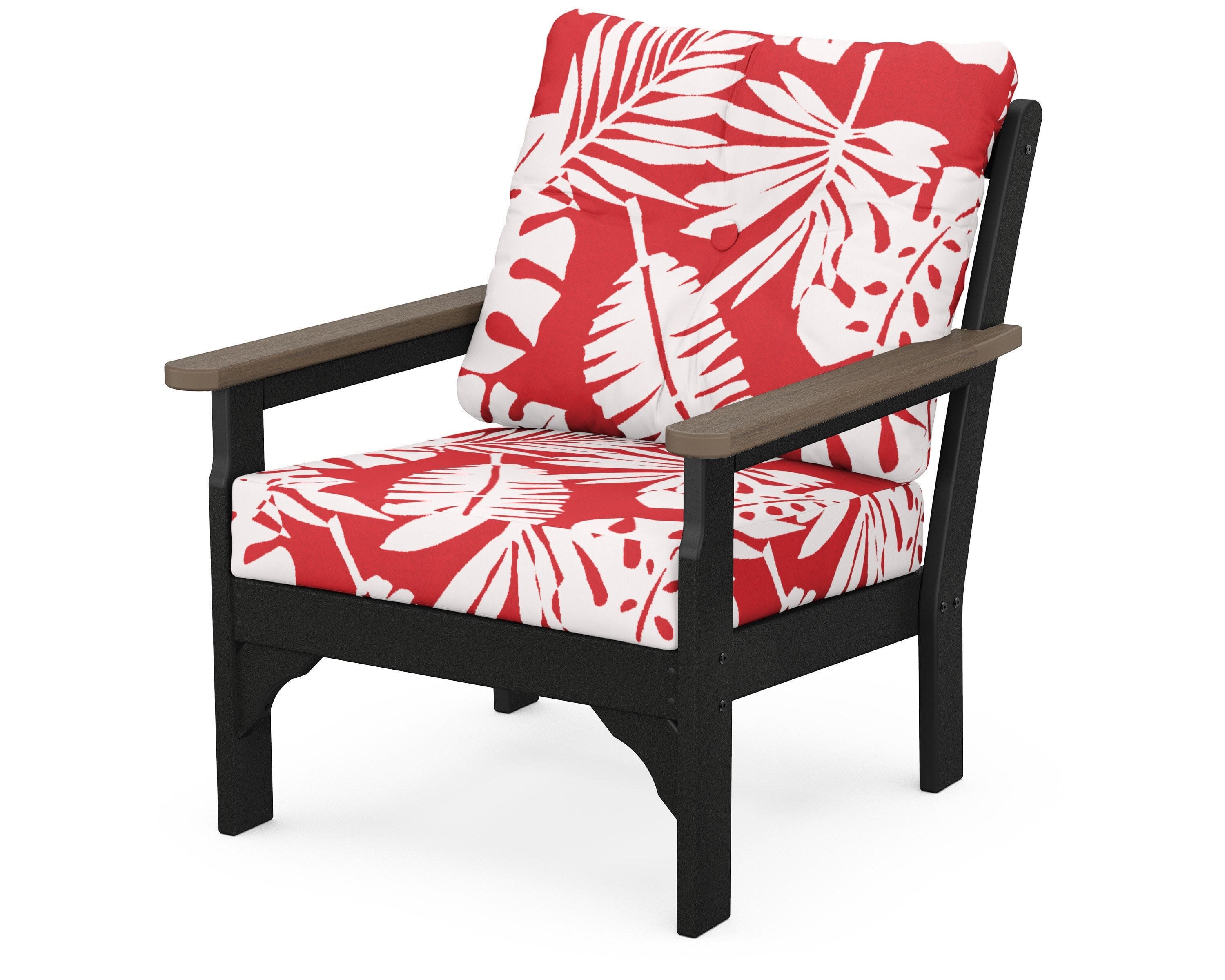 Vineyard Deep Seating Chair in White / Kona / Leaf Crimson