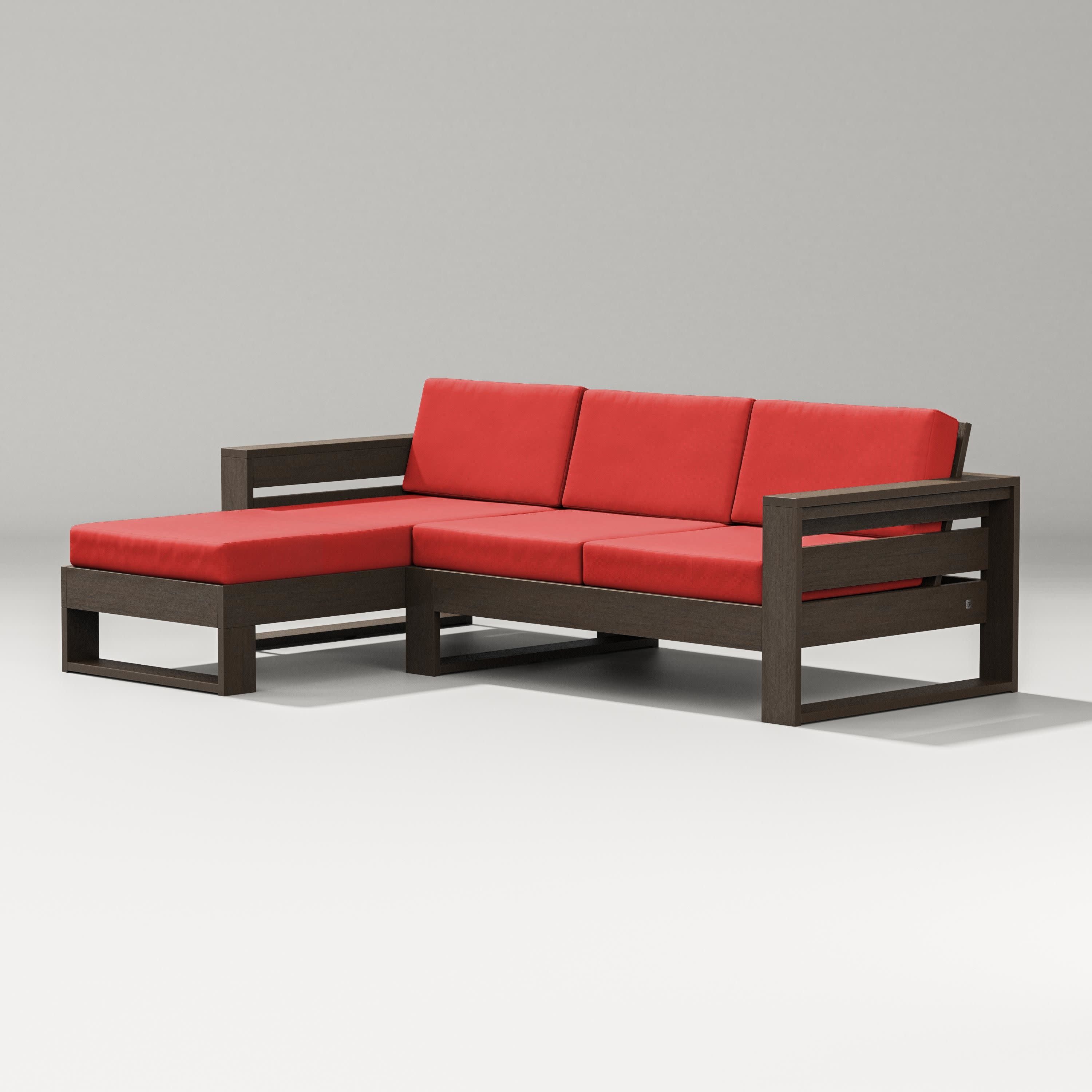 Latitude Left Chaise Sectional in Kona / Crimson Linen