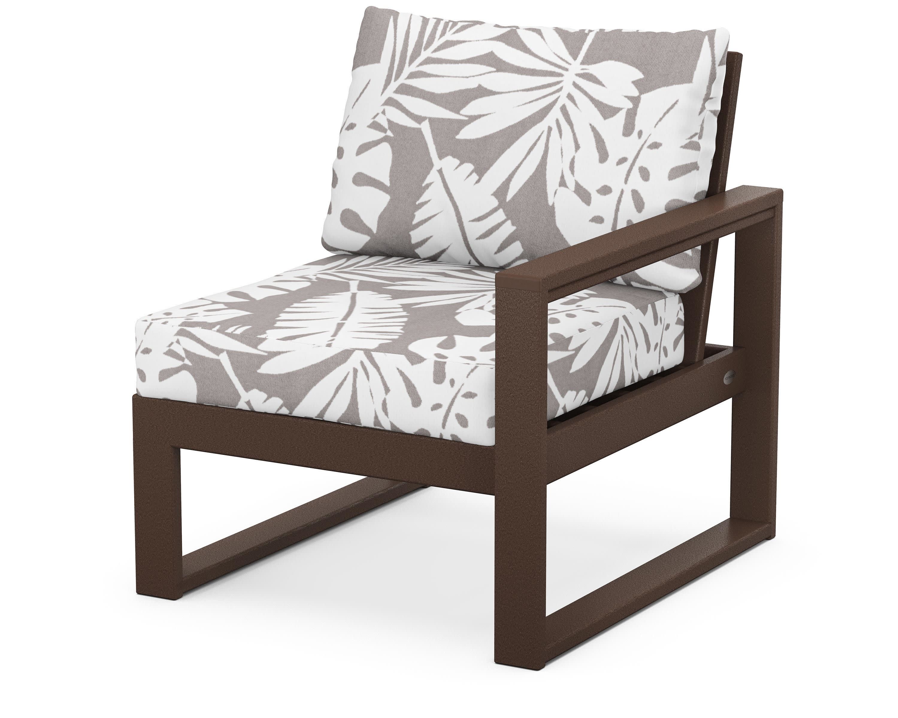 EDGE Modular Right Arm Chair in Mahogany / Leaf Grey Mist