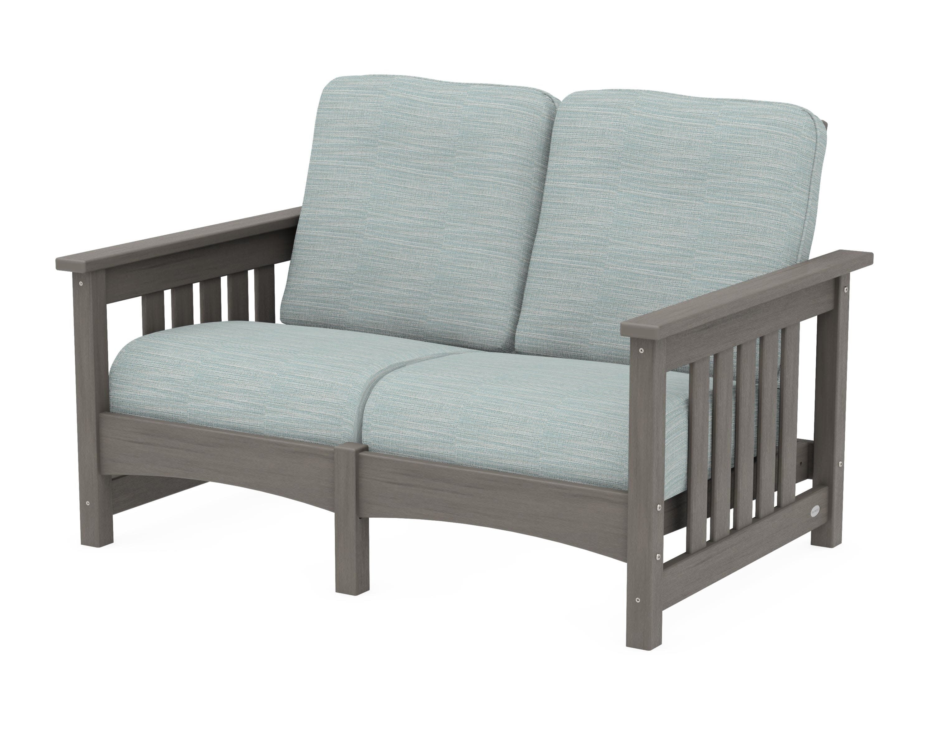 Club Mission Loveseat in Driftwood / Soothe Mist