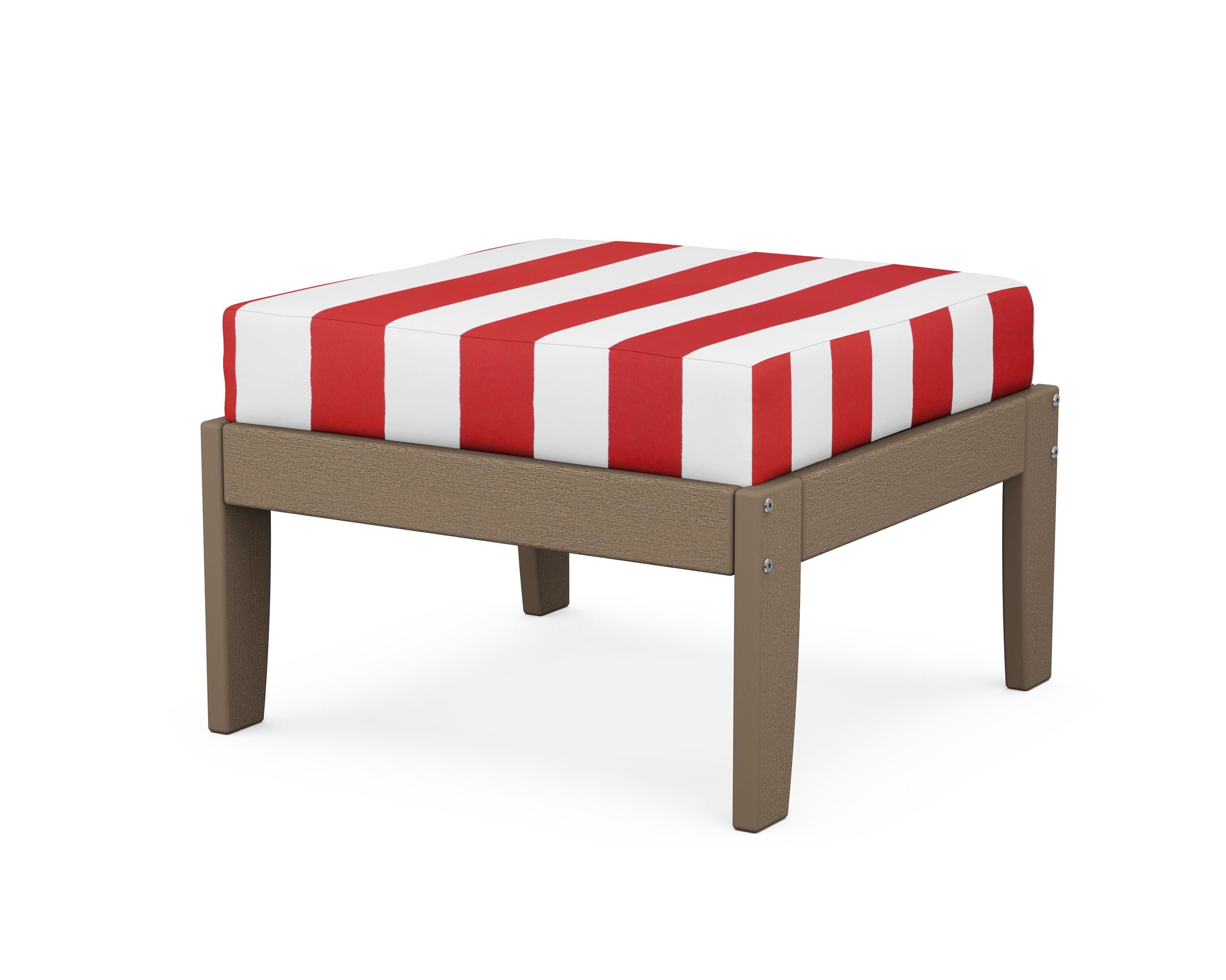 Modular Ottoman - Classic in Vintage Sahara / Cabana Stripe Crimson