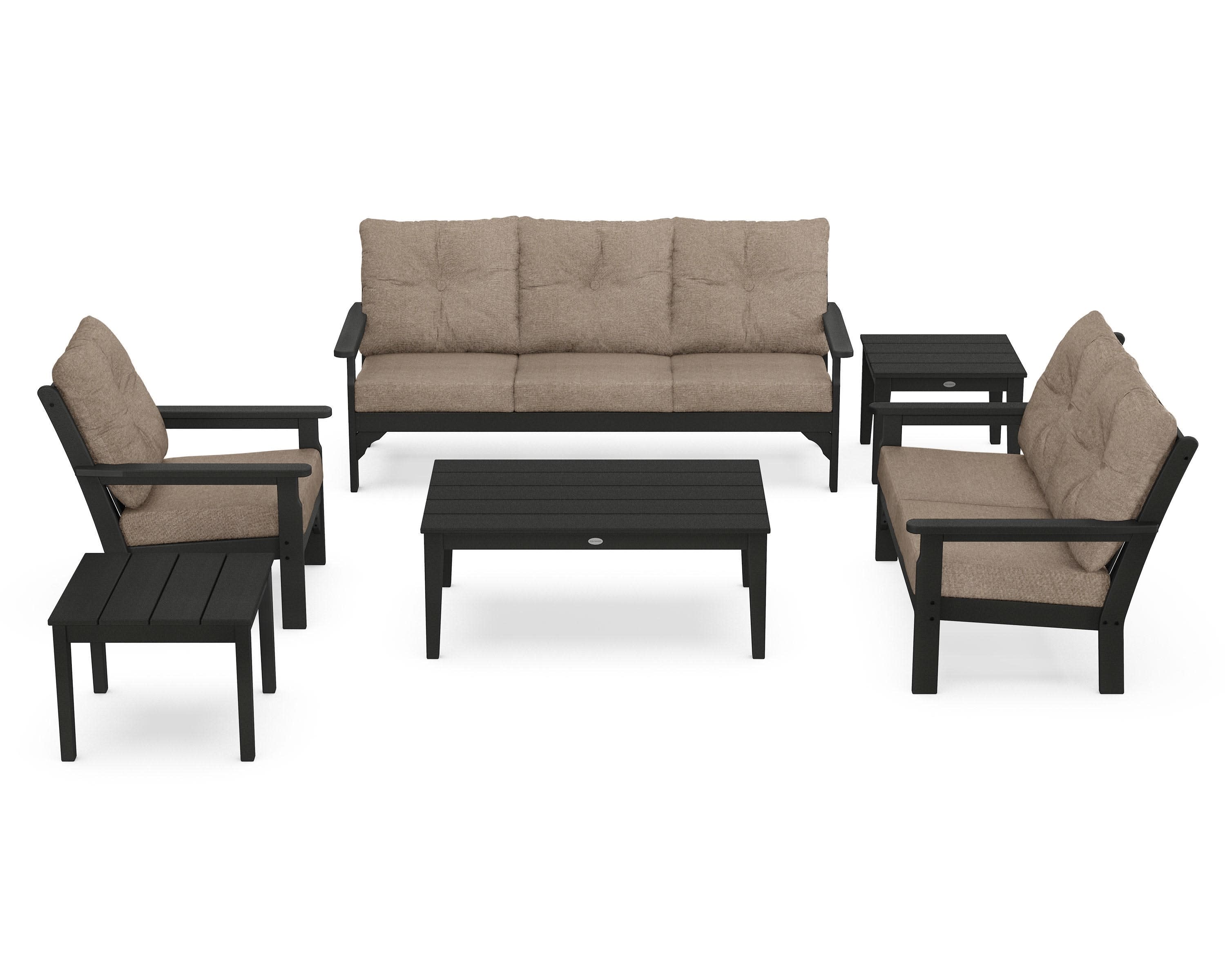 Vineyard 6-Piece Deep Seating Set in Green / Spiced Burlap