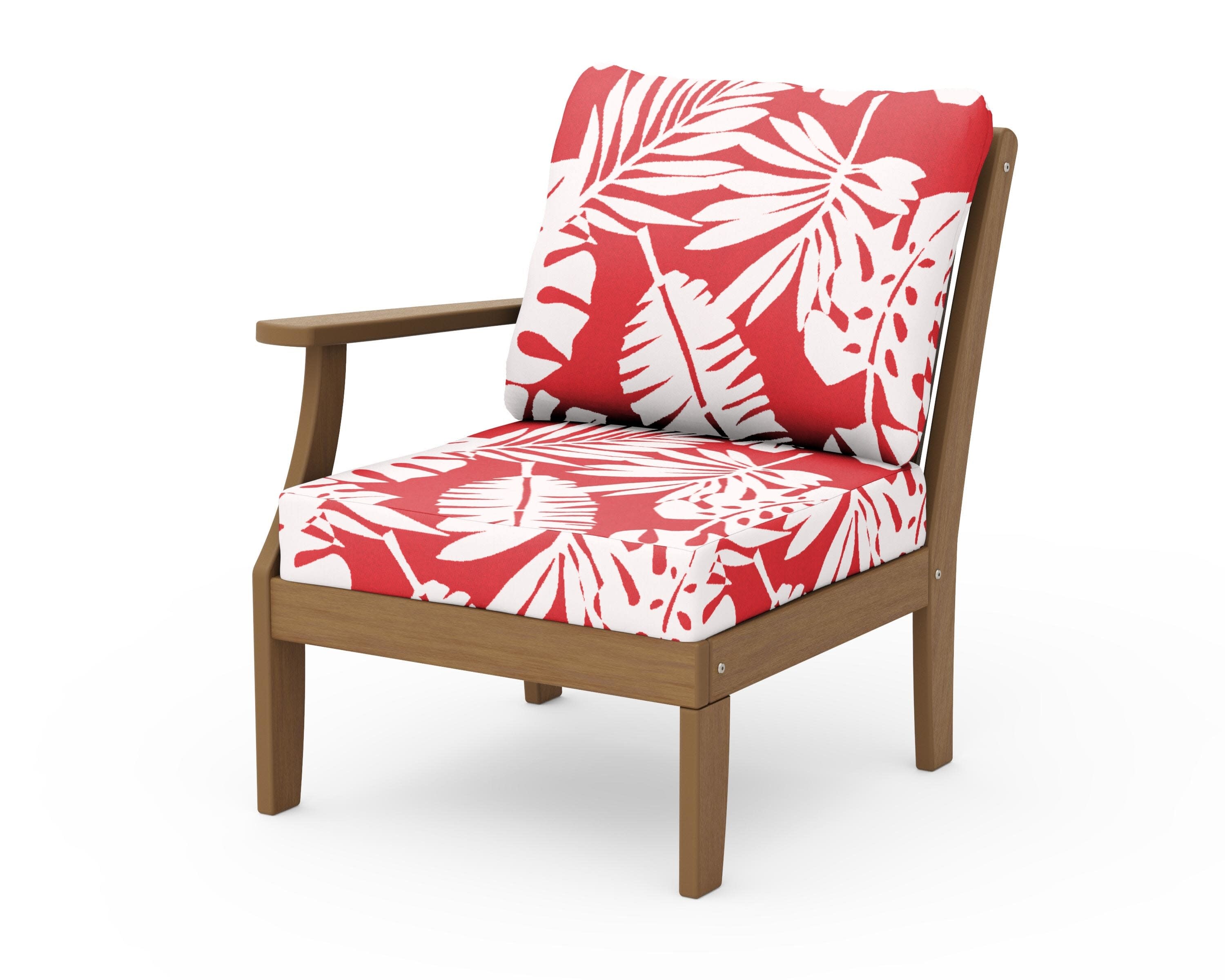 Braxton Modular Left Arm Chair in Natural / Leaf Crimson