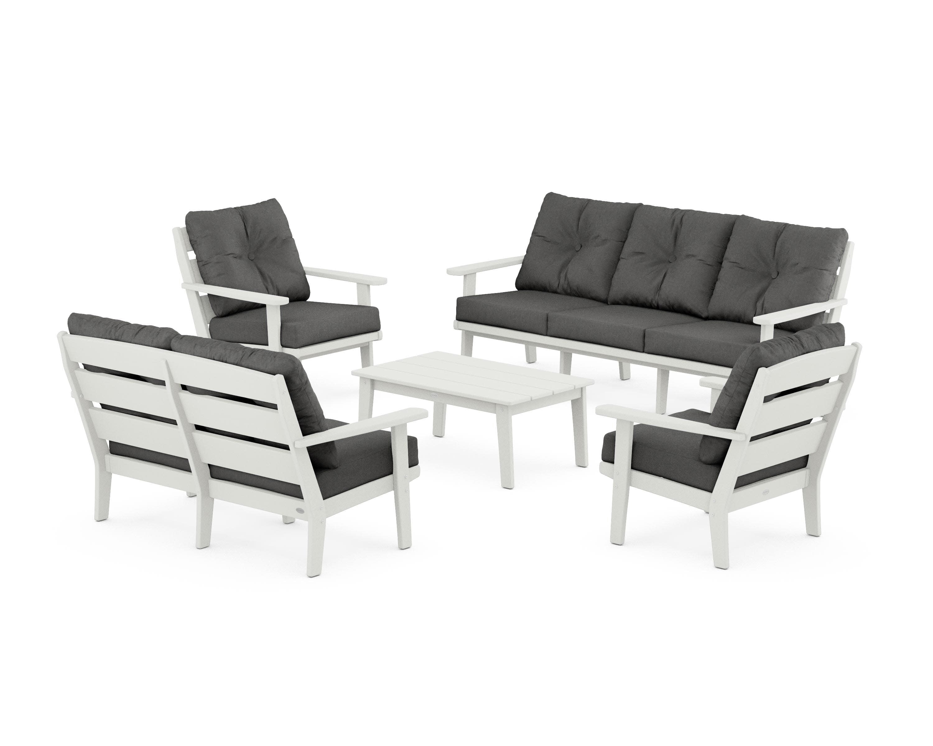 Lakeside 5-Piece Lounge Sofa Set in Vintage White / Spectrum Carbon