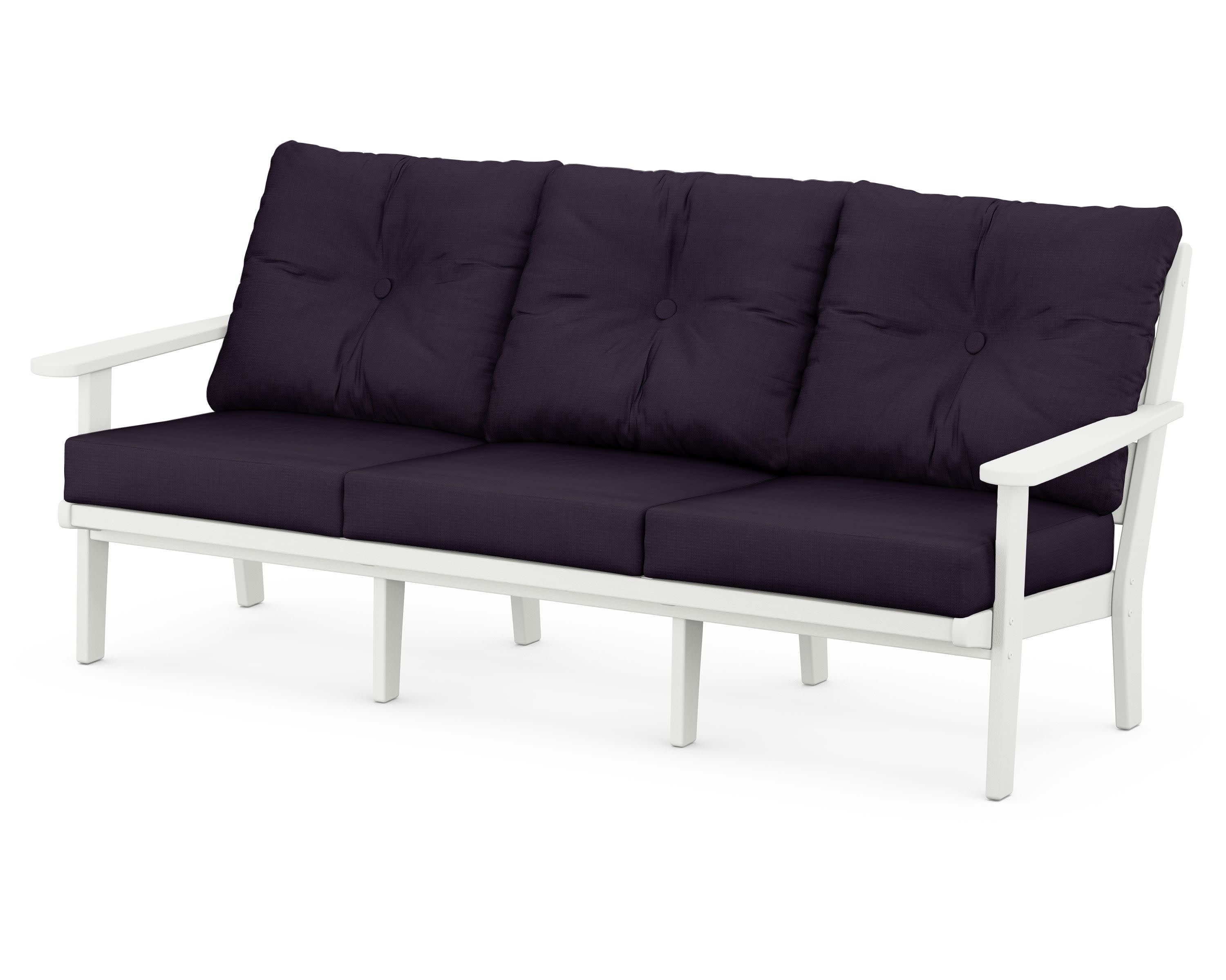 Lakeside Deep Seating Sofa in Vintage White / Navy Linen