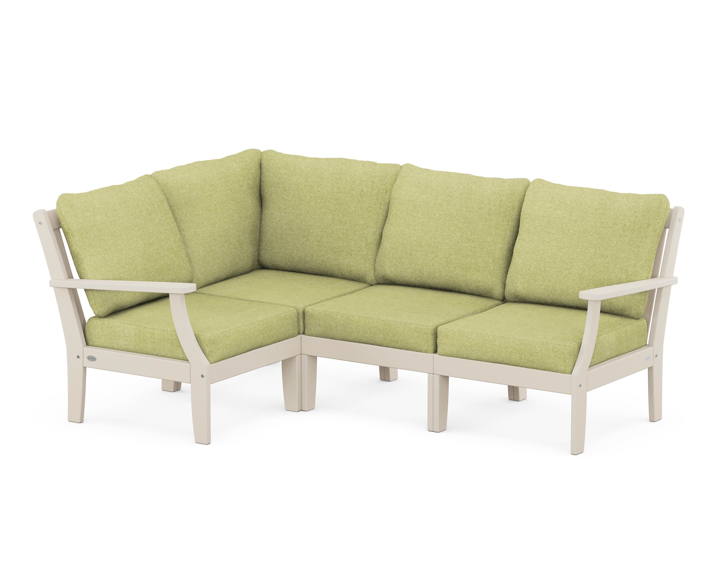 Braxton Modular 4-Piece Deep Seating Set in Sand / Chartreuse Boucle
