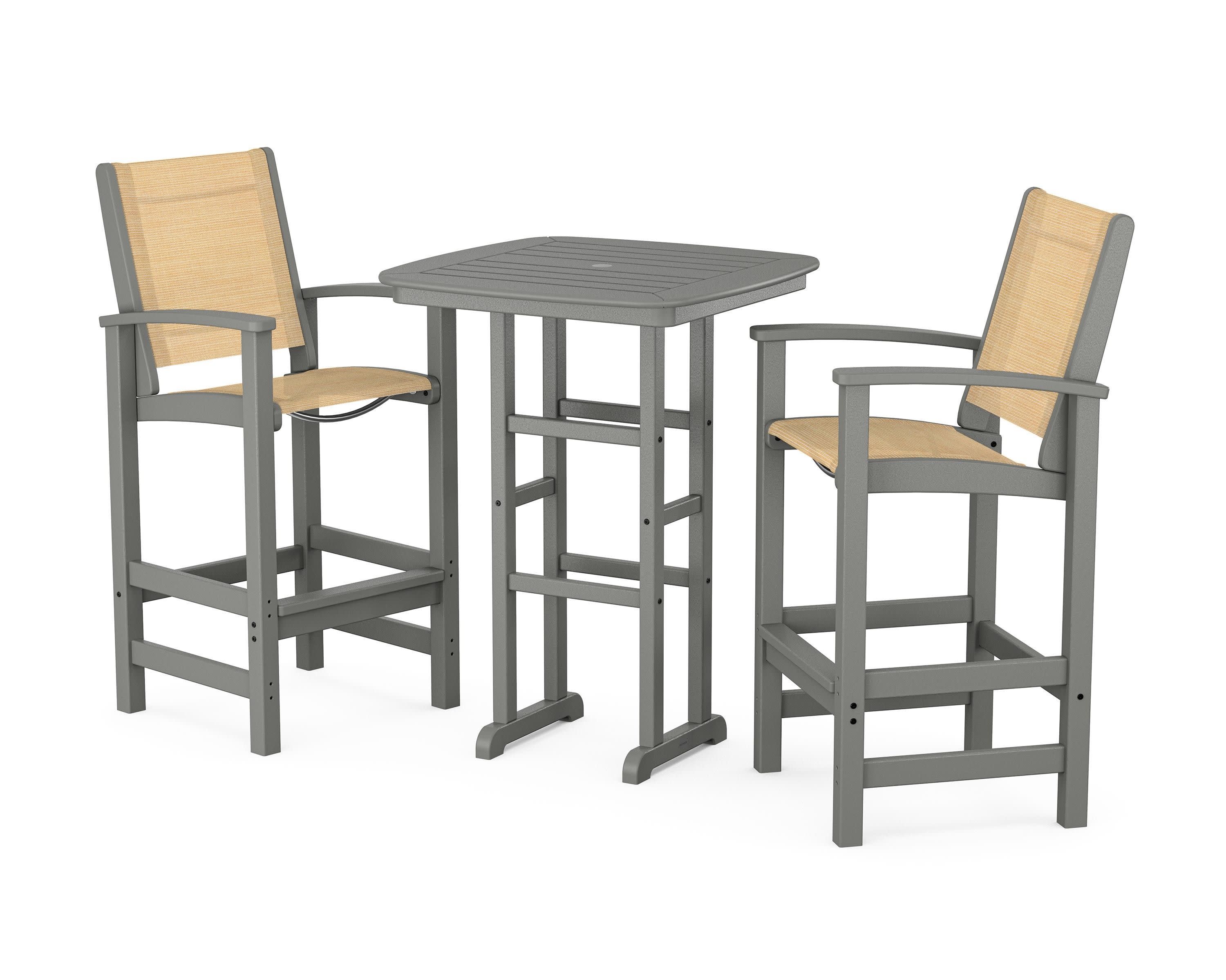 Coastal 3-Piece Bar Set in Slate Grey / Dupioni Apricot Sling
