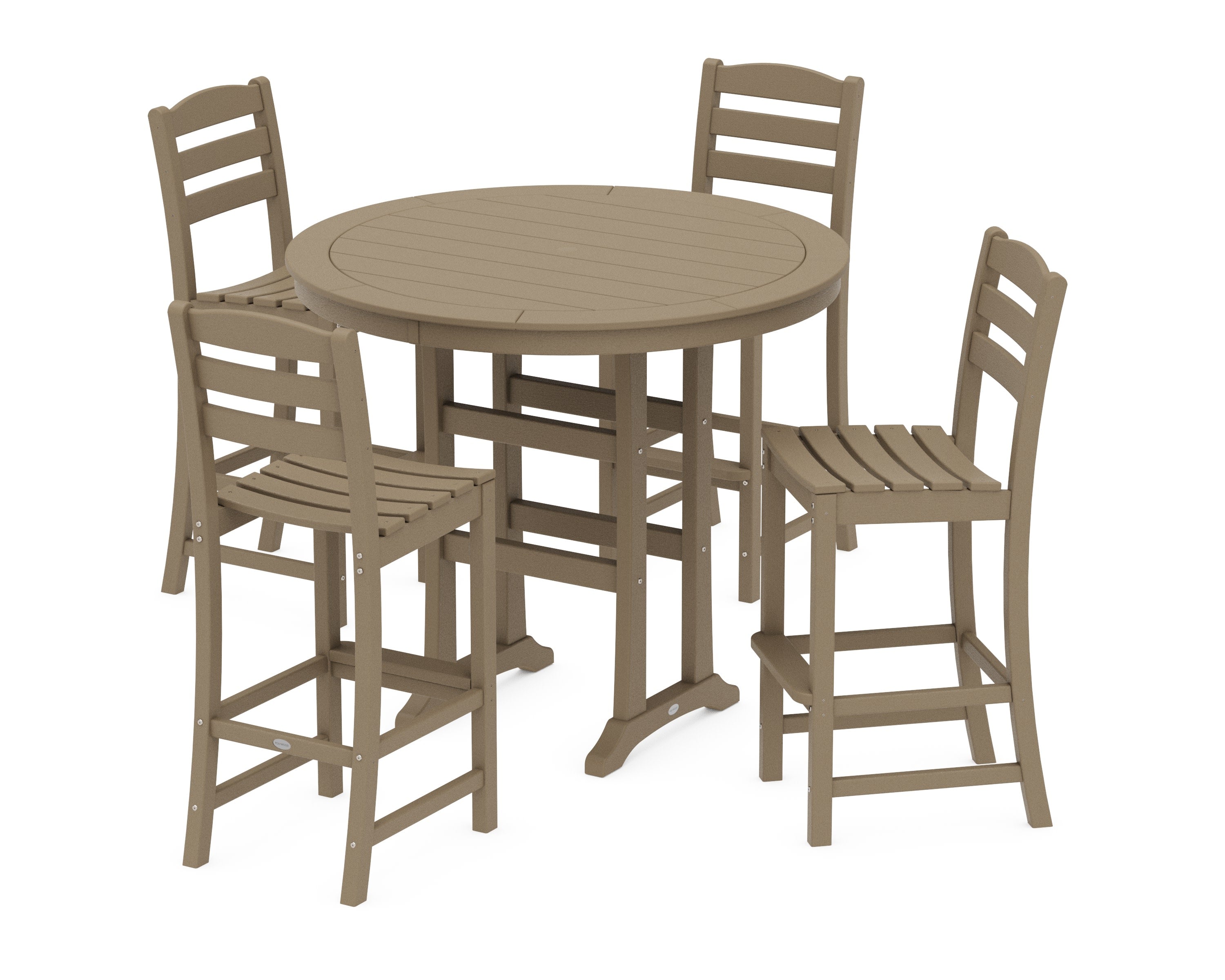 La Casa Caf 5-Piece Side Chair Bar Dining Set in Vintage Sahara