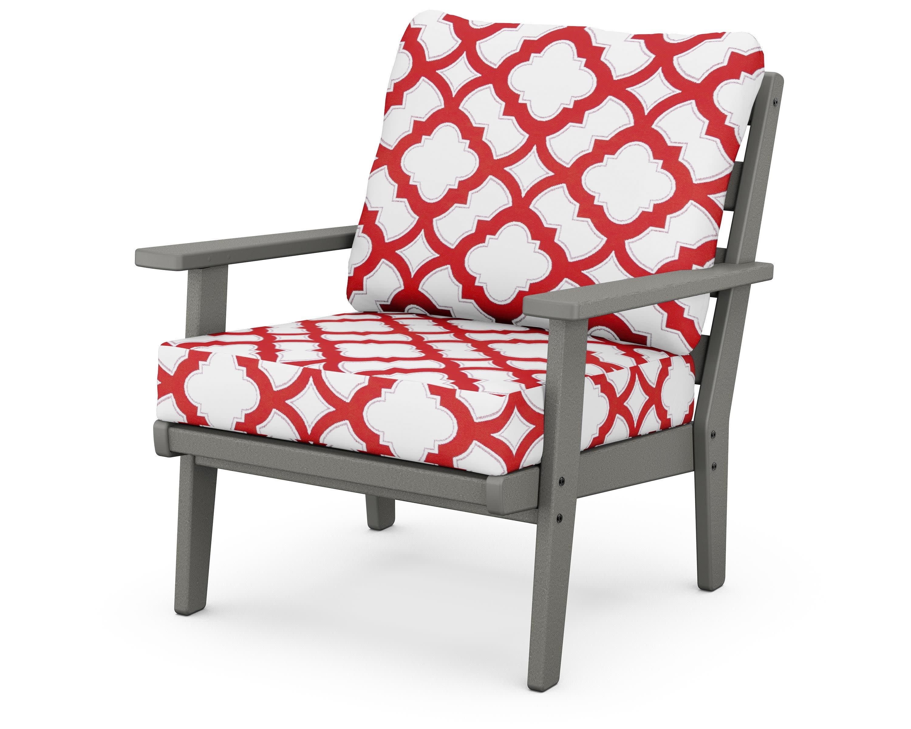 Grant Park Deep Seating Chair in Slate Grey / Trellis Crimson