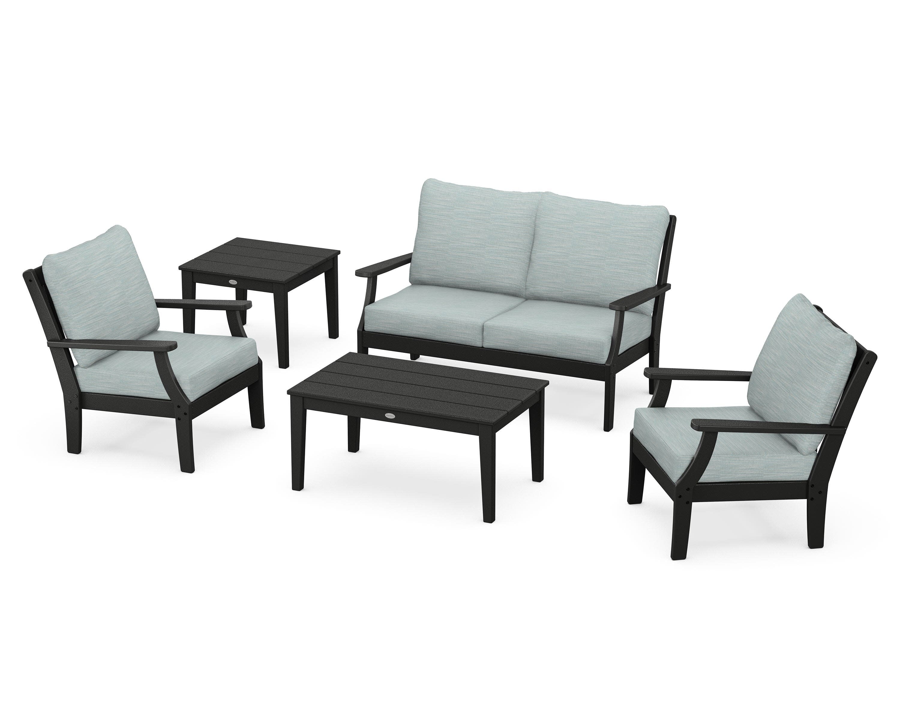Braxton 5-Piece Deep Seating Set in Black / Soothe Mist