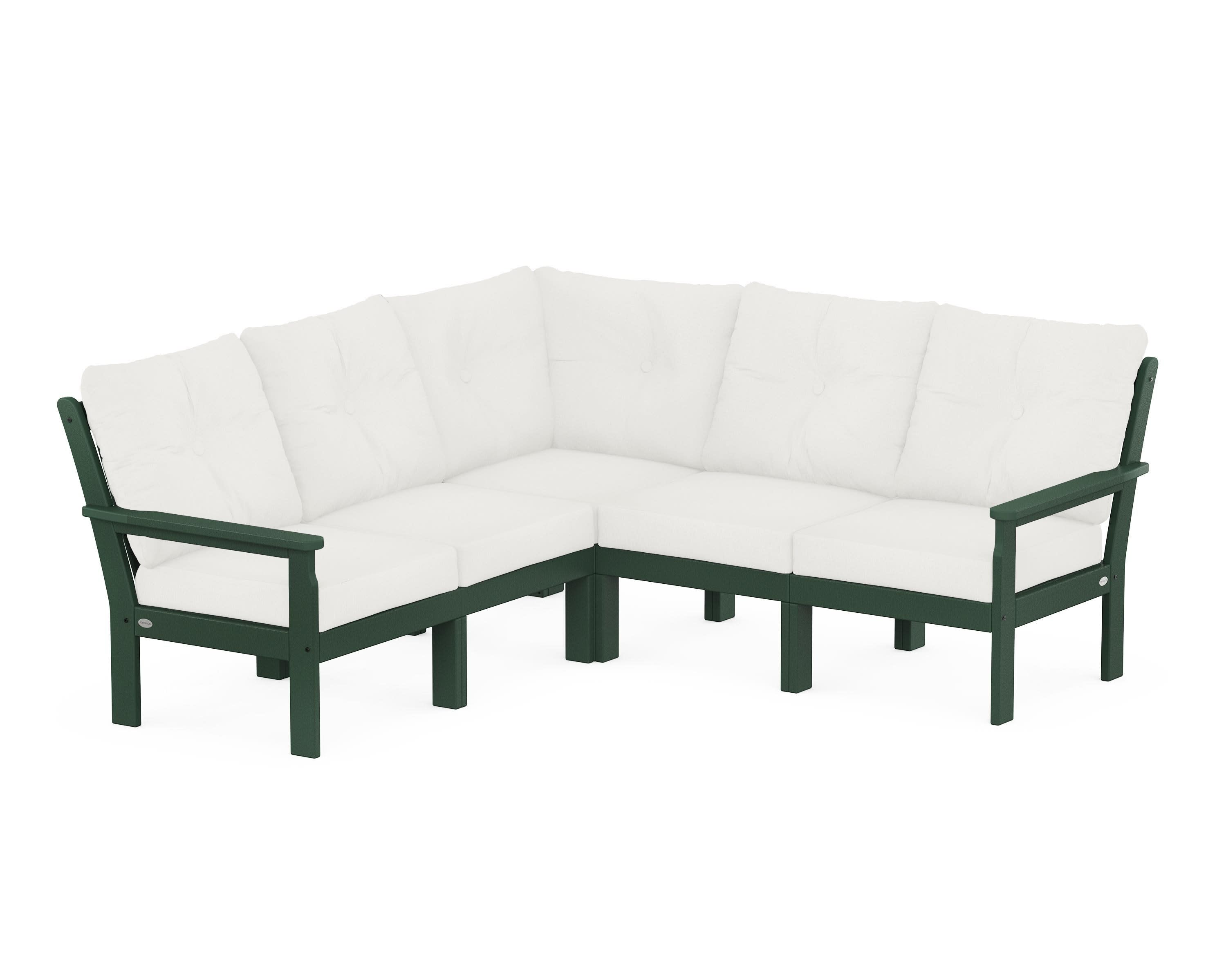 Vineyard 5-Piece Sectional in Green / Natural Linen
