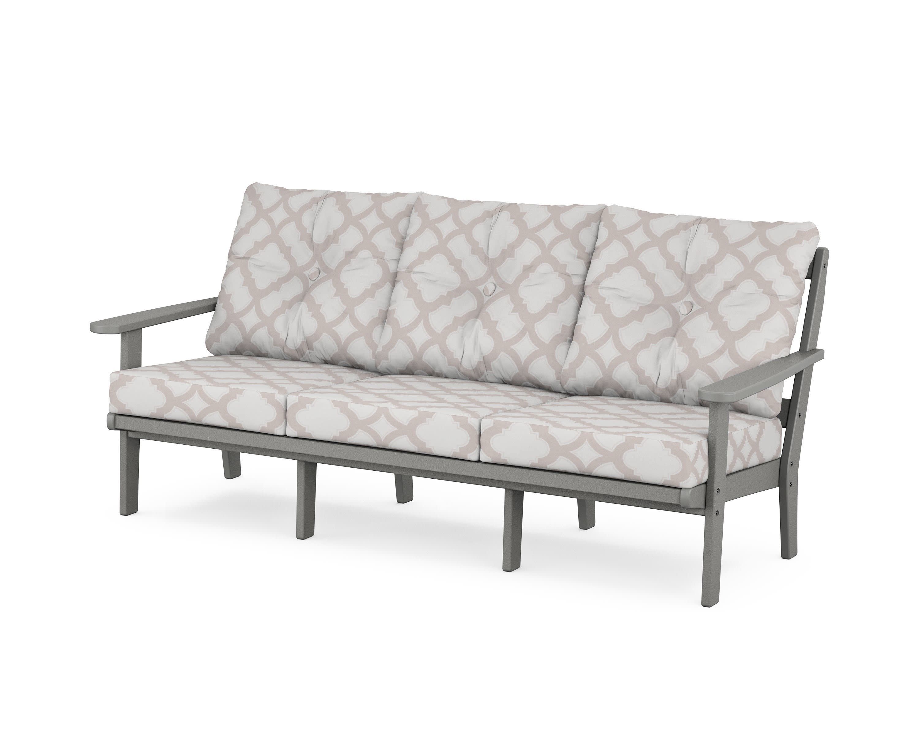 Mission Deep Seating Sofa in Slate Grey / Trellis Dune Burlap
