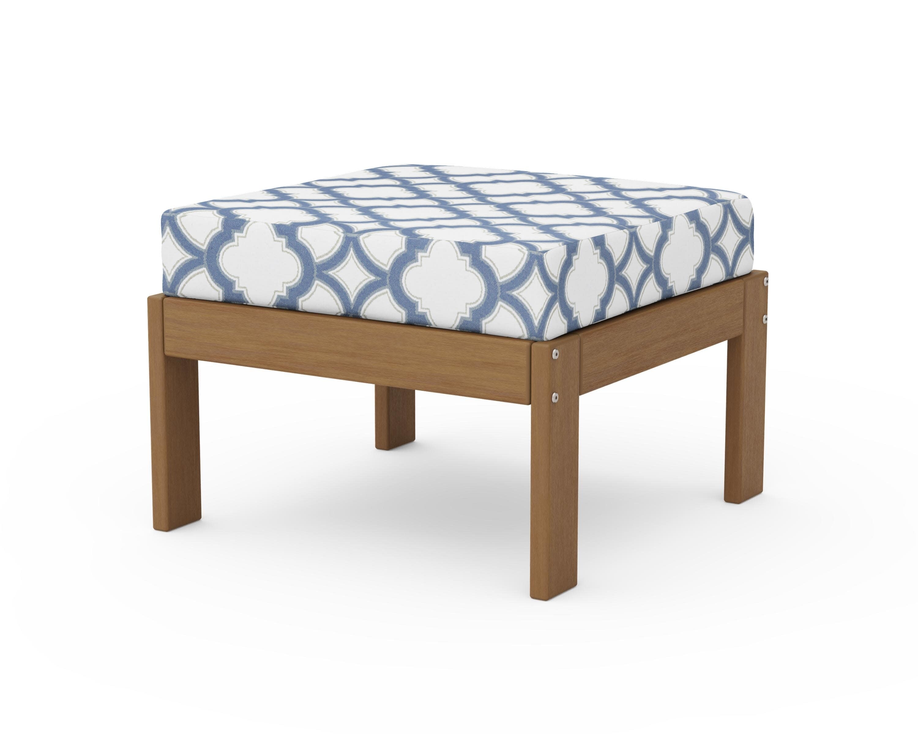 Vineyard Modular Ottoman in Natural / Trellis Sky Blue