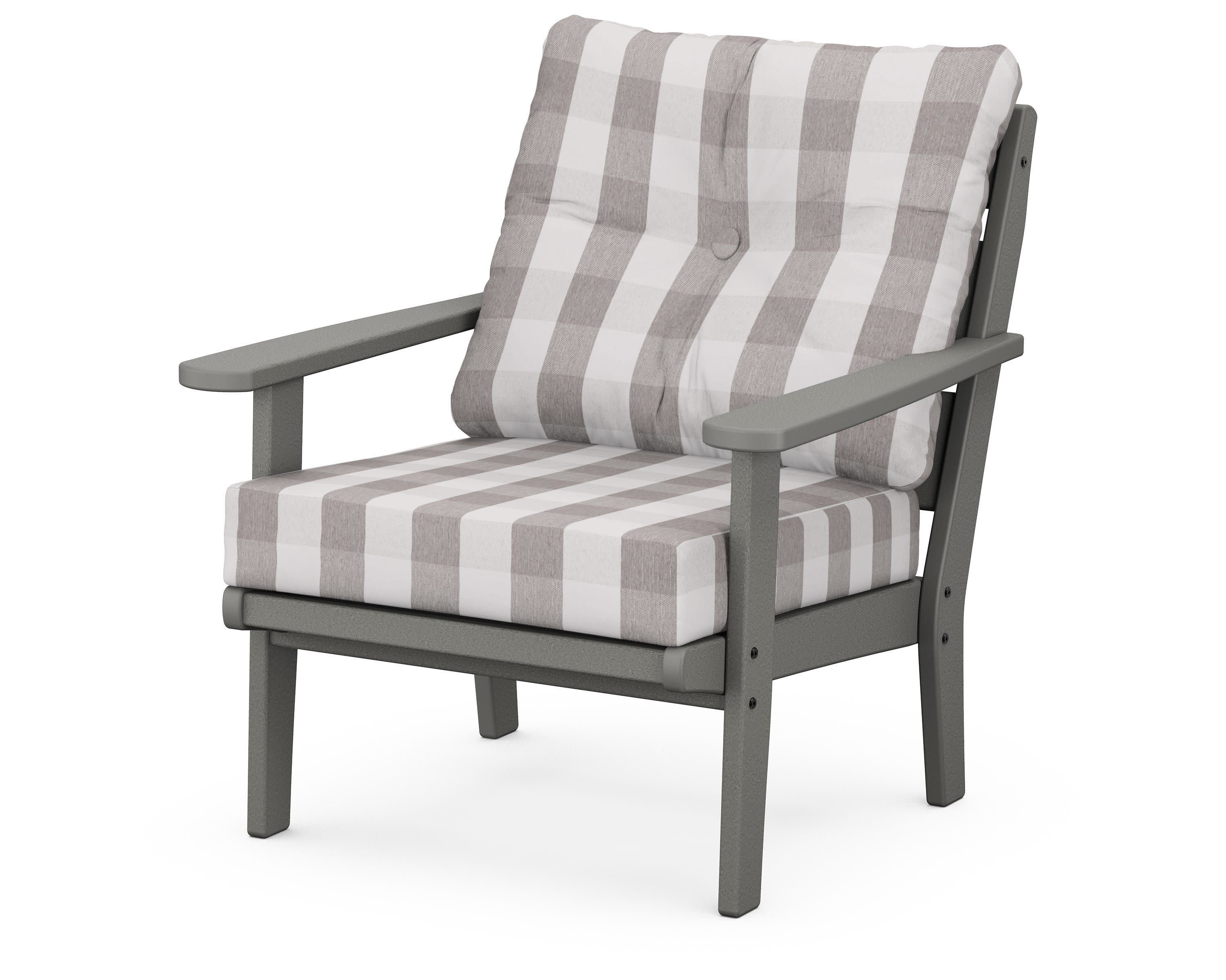 Lakeside Deep Seating Chair in Slate Grey / Buffalo Plaid Grey Mist