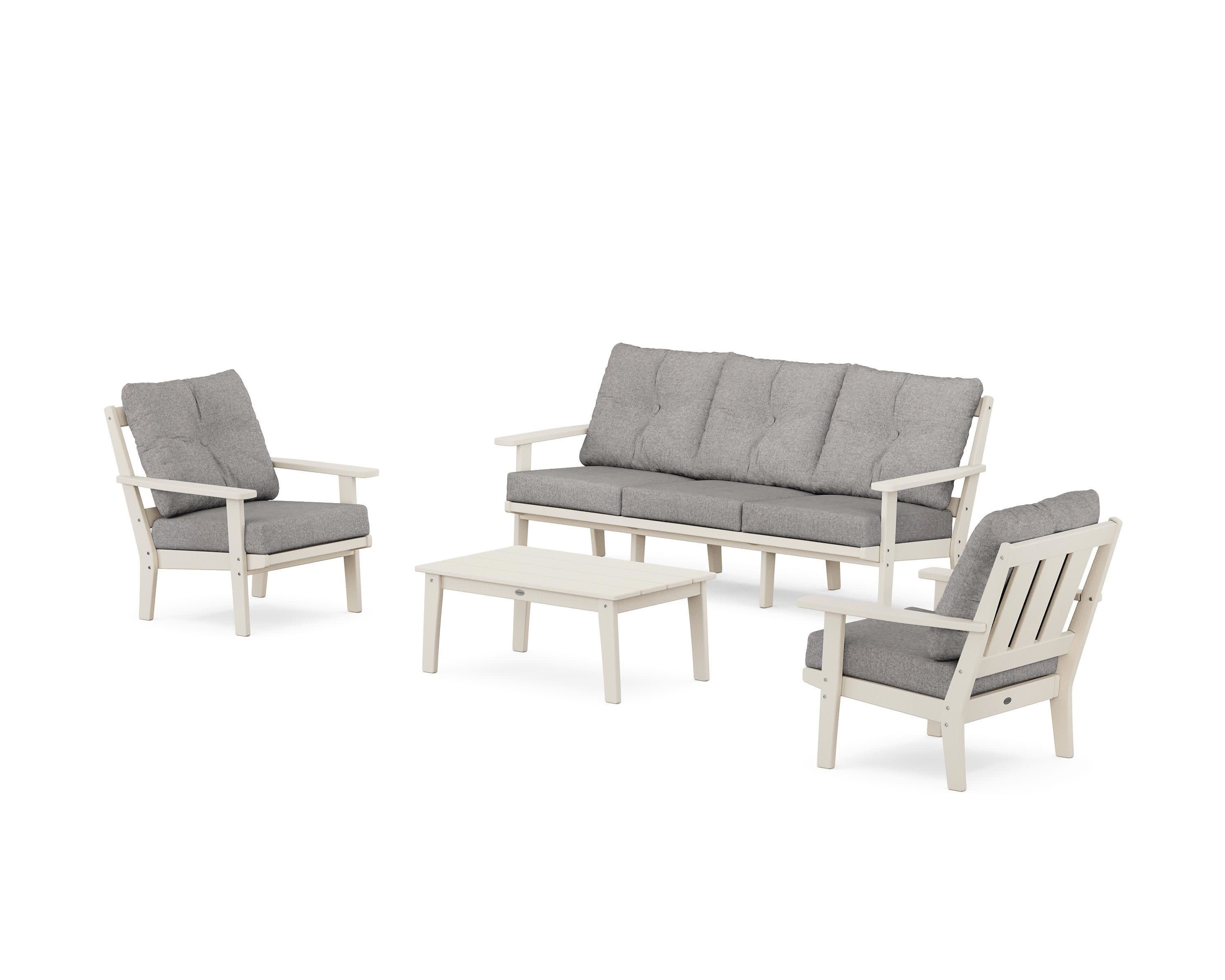 Oxford 4-Piece Deep Seating Set with Sofa in Sand / Grey Mist