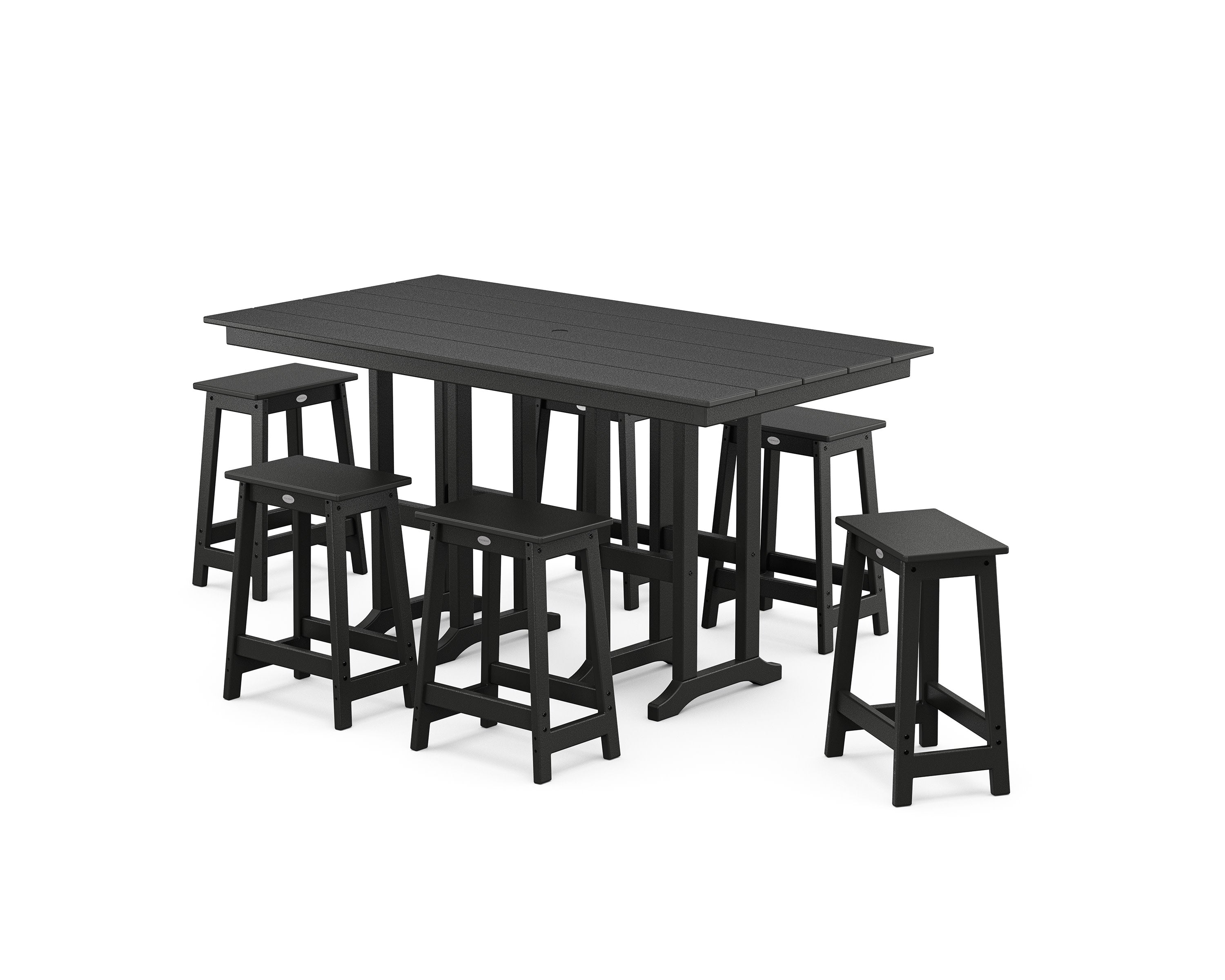 Modern Studio Counter Stool 7-Piece Set in Black