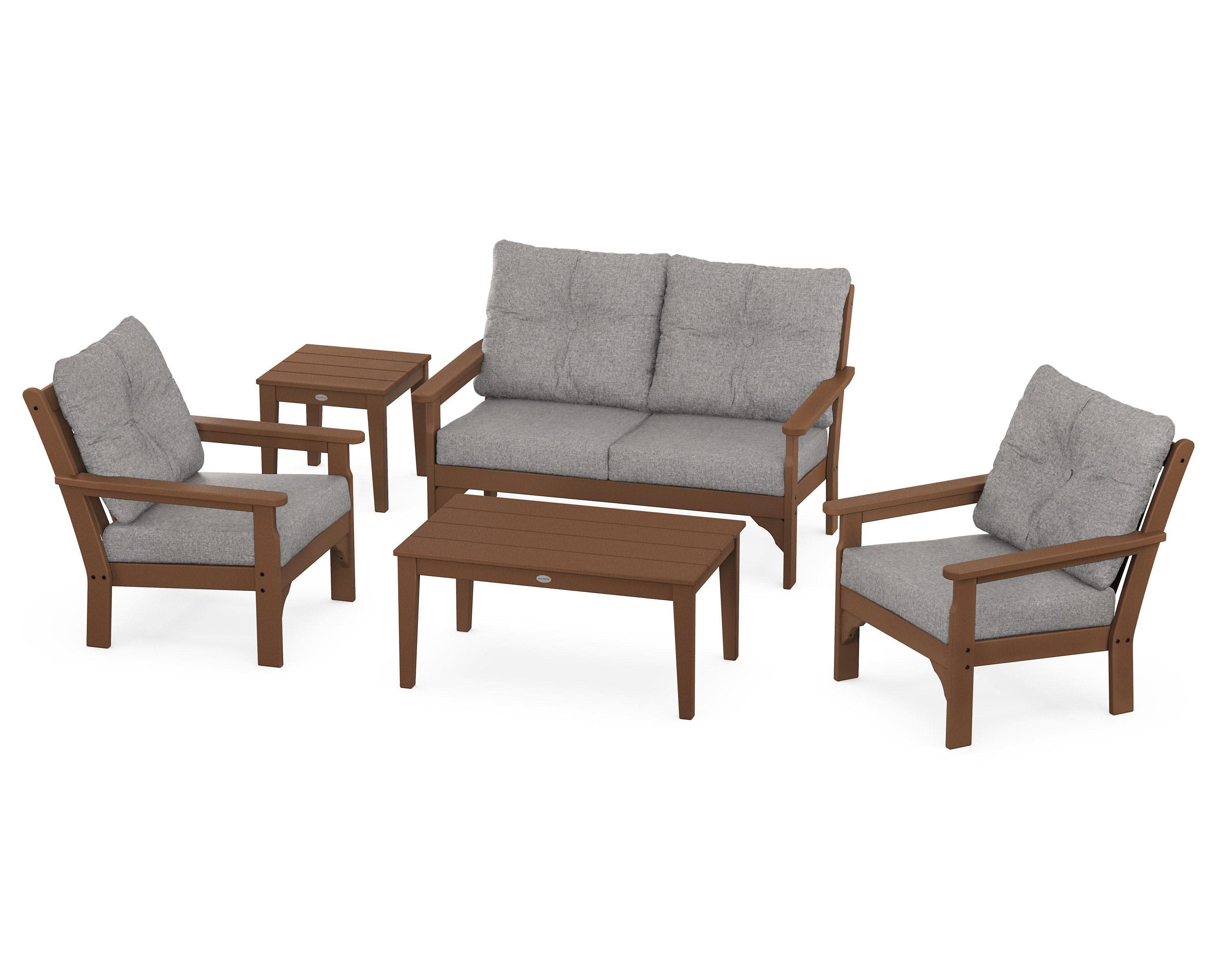Vineyard 5-Piece Deep Seating Set in Teak / Grey Mist