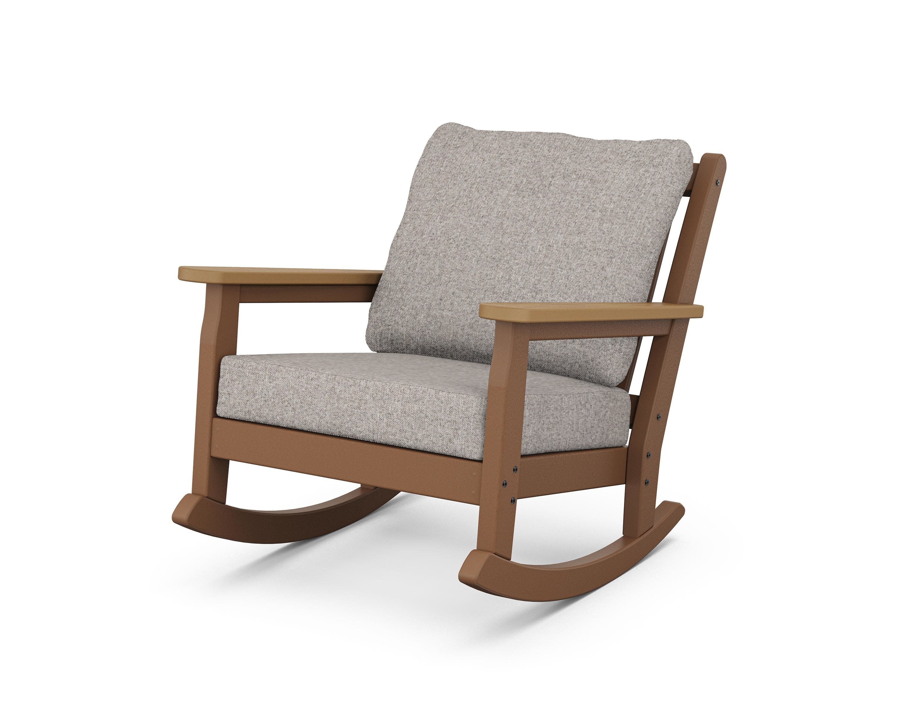 Chippendale Deep Seating Rocking Chair in Teak / Natural / Weathered Tweed