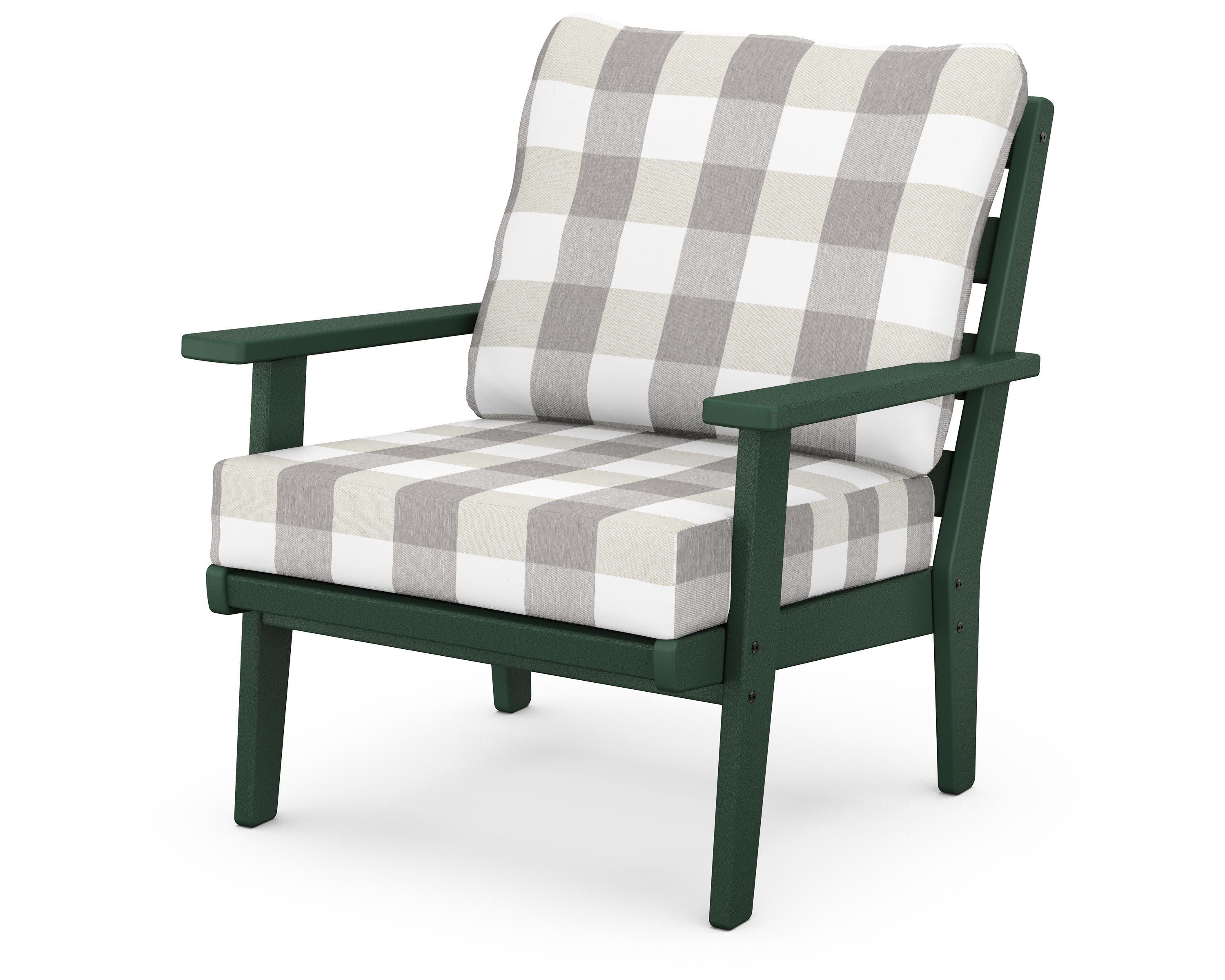 Grant Park Deep Seating Chair in Green / Buffalo Plaid Grey Mist