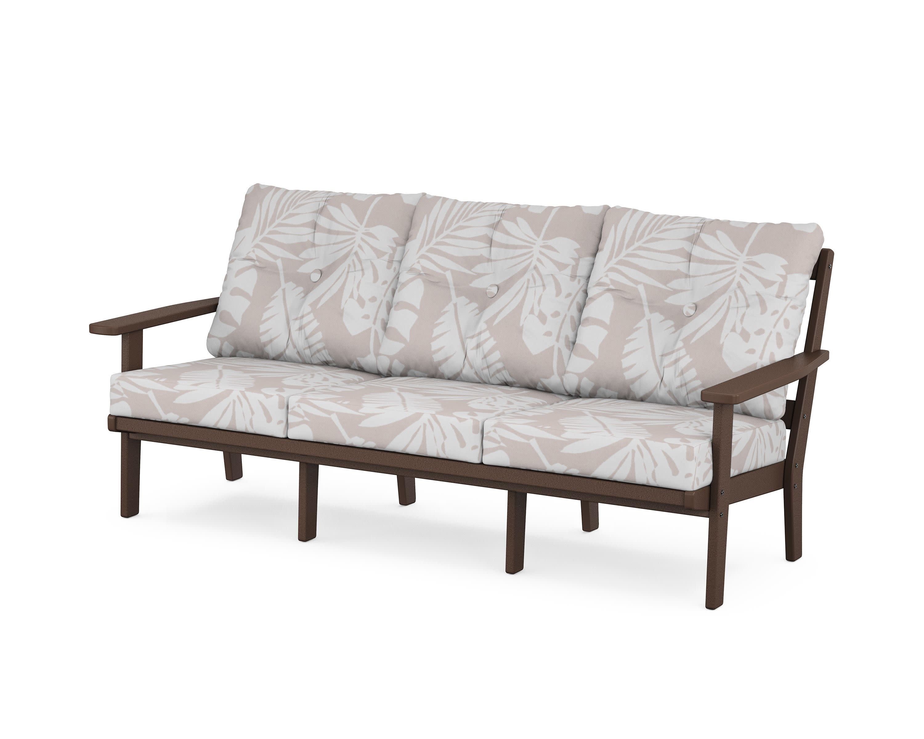 Oxford Deep Seating Sofa in Mahogany / Leaf Dune Burlap