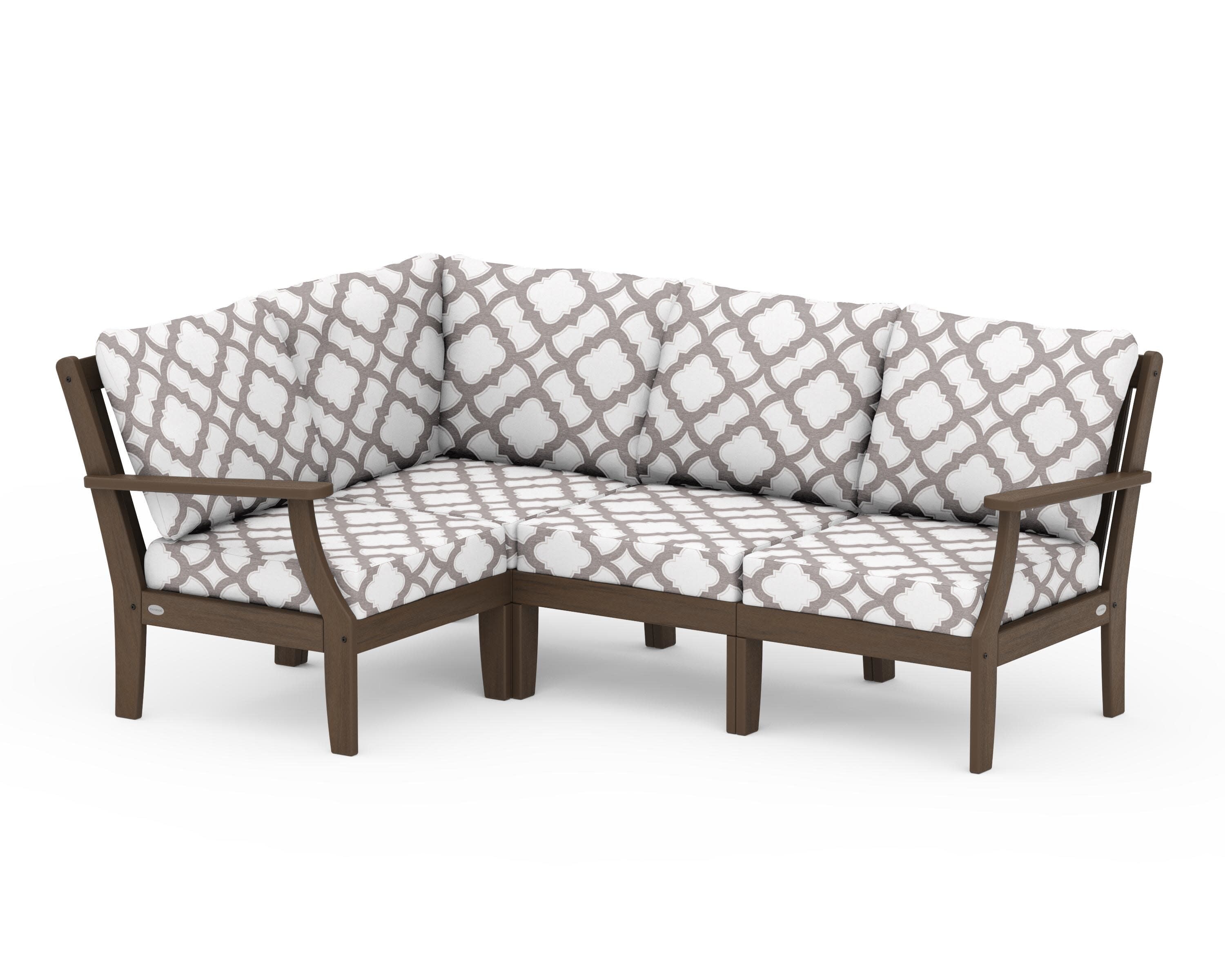 Braxton Modular 4-Piece Deep Seating Set in Kona / Trellis Grey Mist