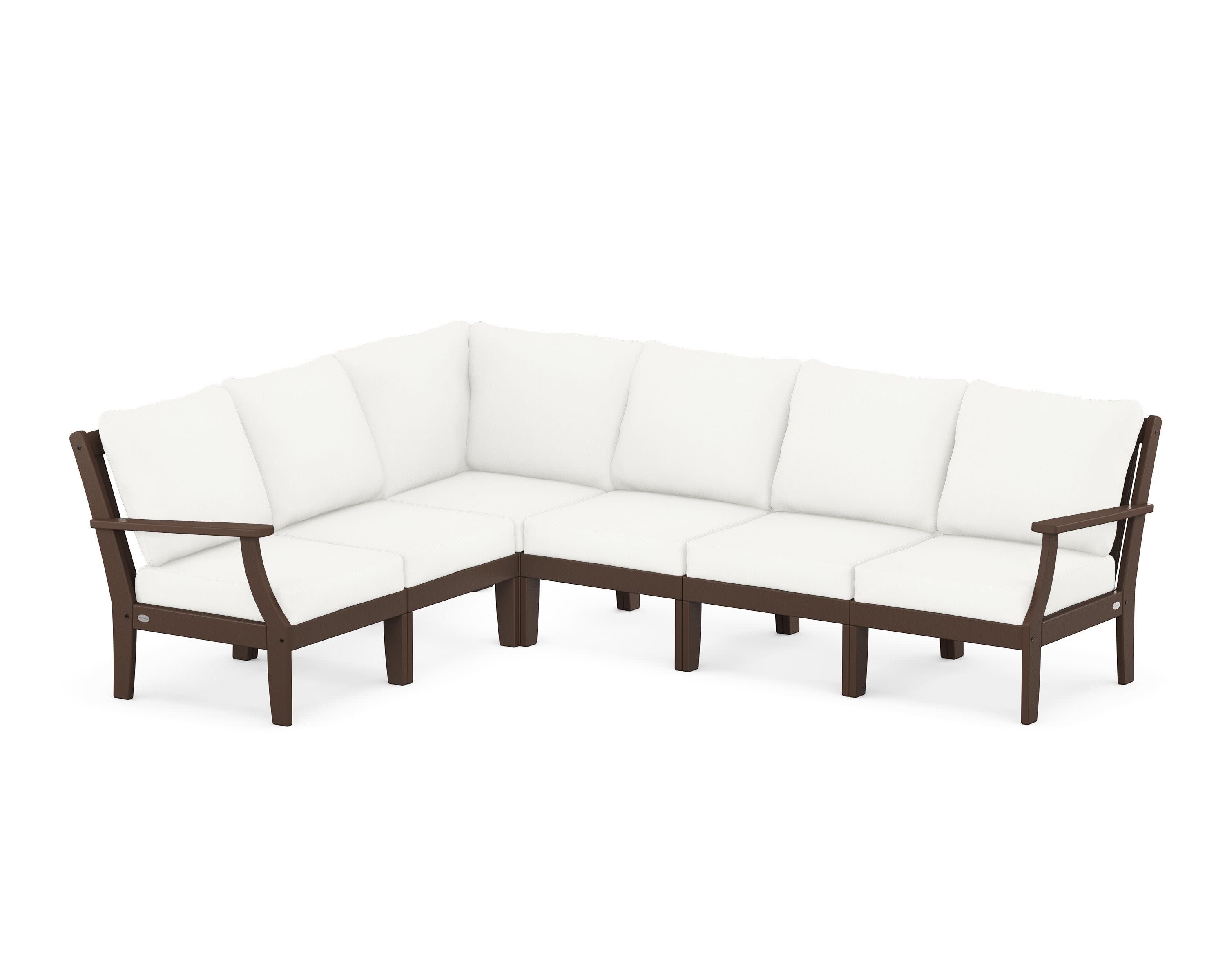 Braxton Modular 6-Piece Deep Seating Set in Mahogany / Natural Linen