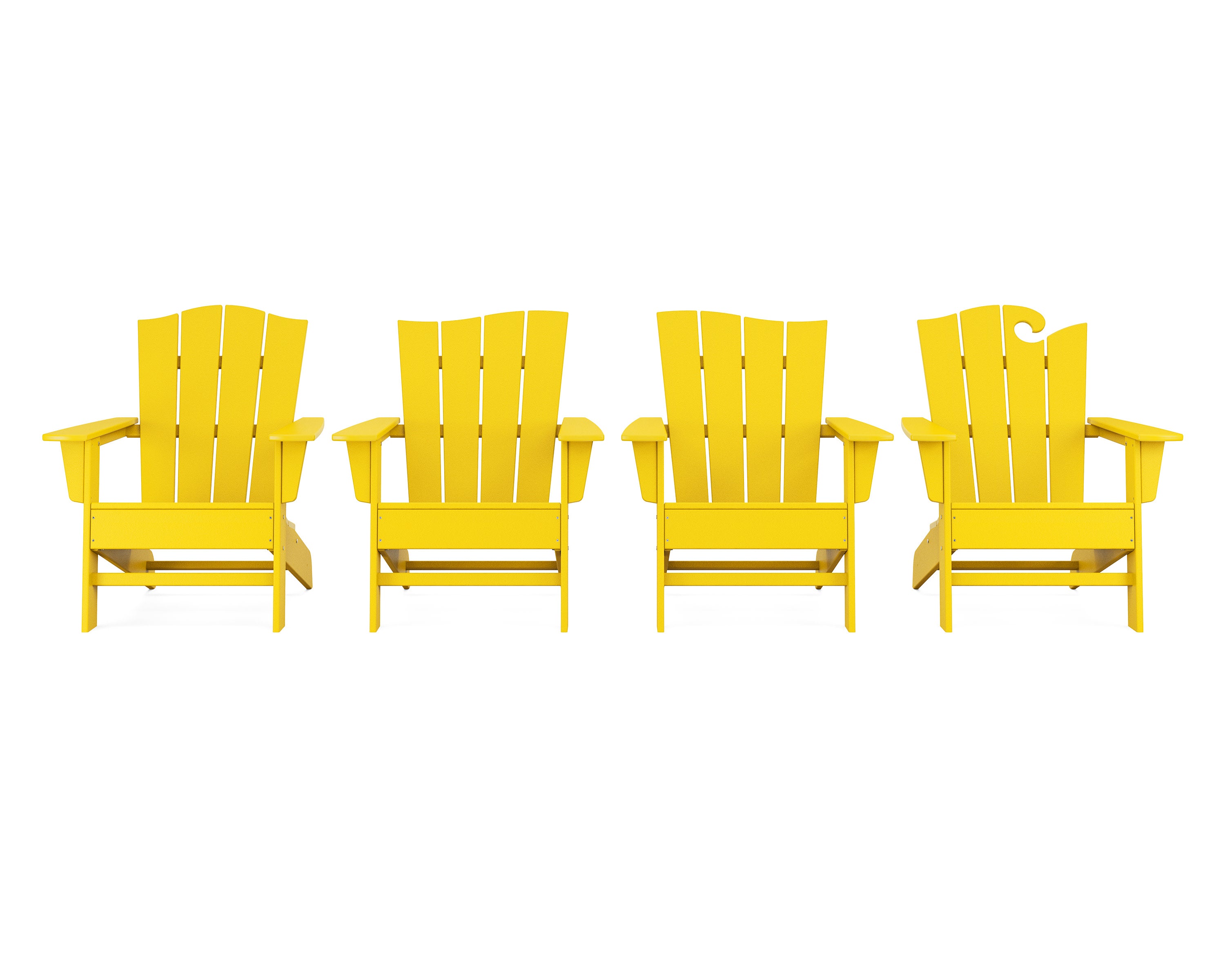 Wave Collection 4-Piece Adirondack Chair Set in Lemon