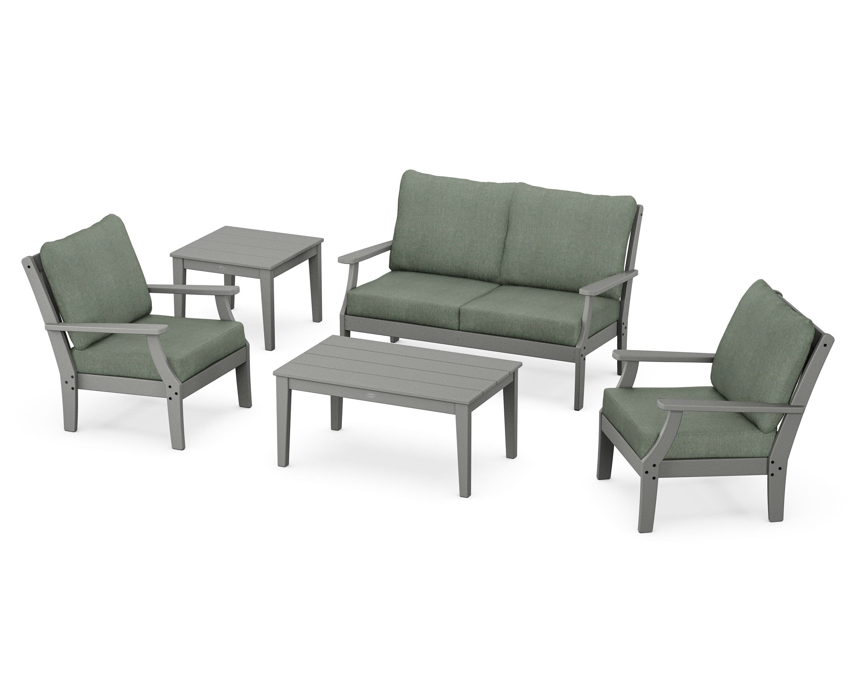 Braxton 5-Piece Deep Seating Set in Slate Grey / Cast Sage