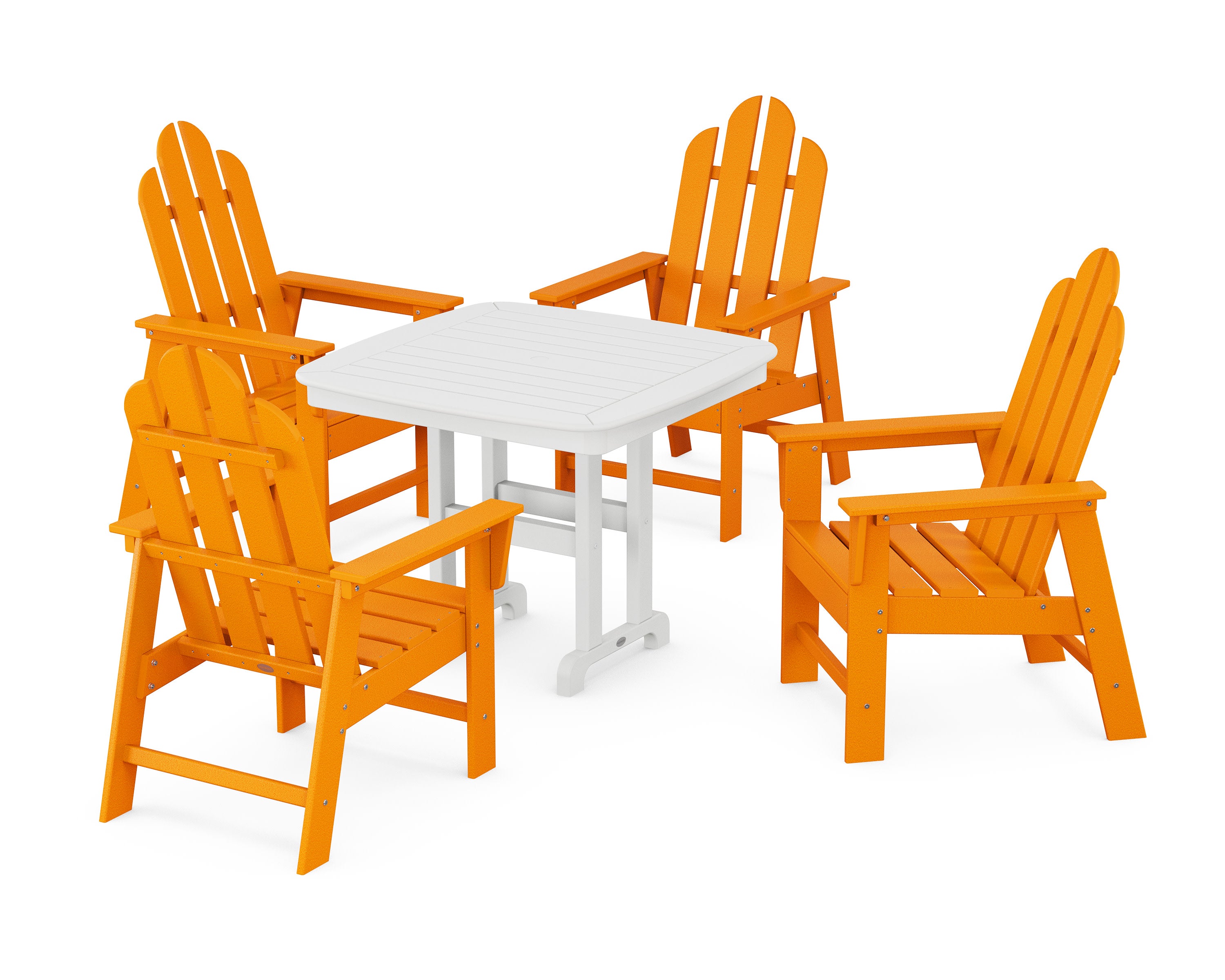 Long Island 5-Piece Dining Set in Tangerine / White