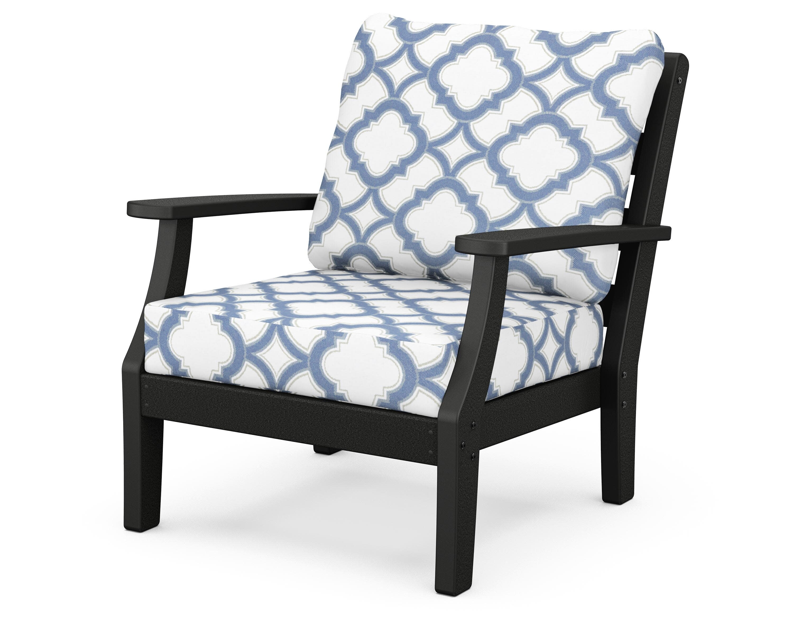 Chesapeake Deep Seating Chair in Black / Trellis Sky Blue