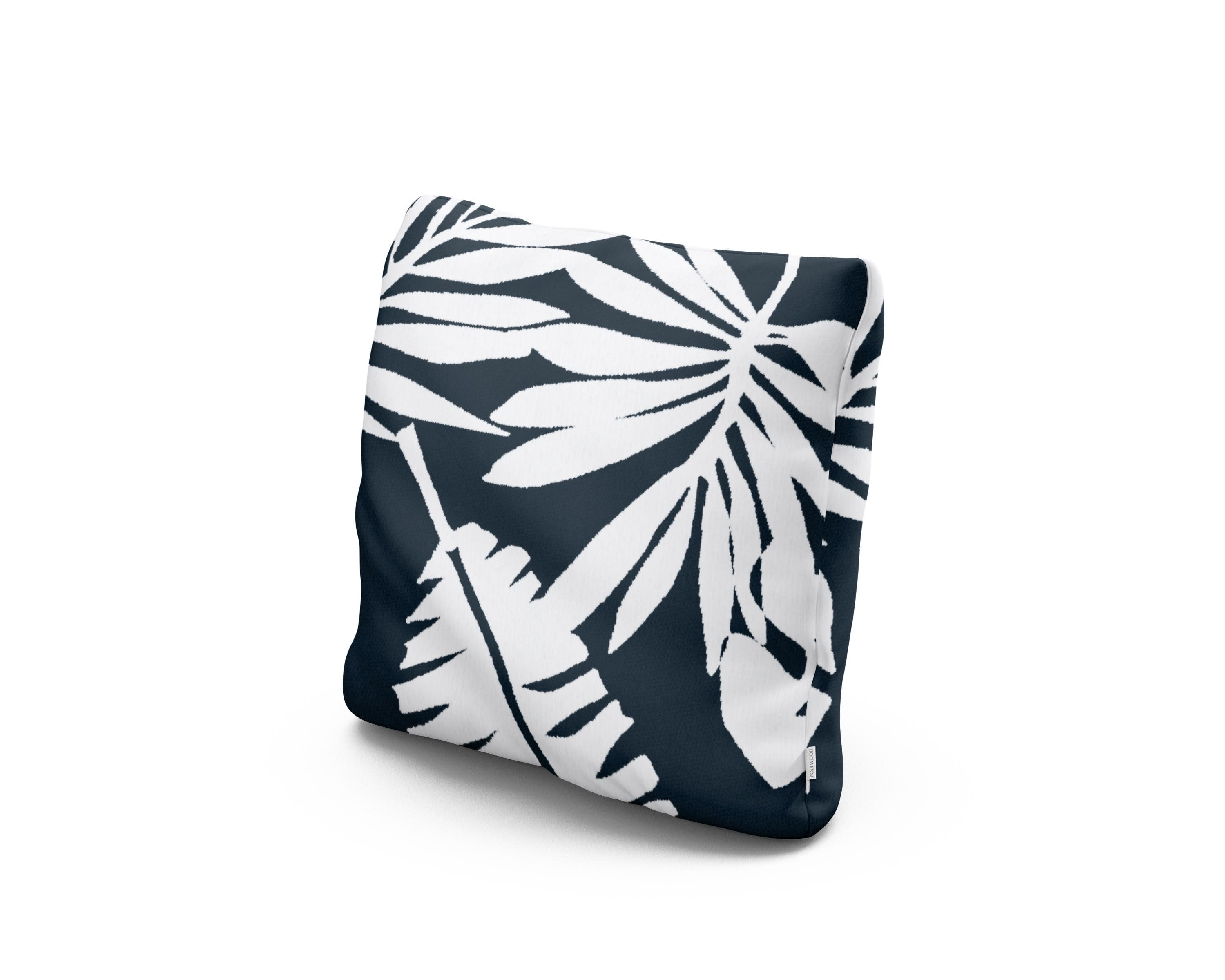 16" Outdoor Throw Pillow in Leaf Marine Indigo
