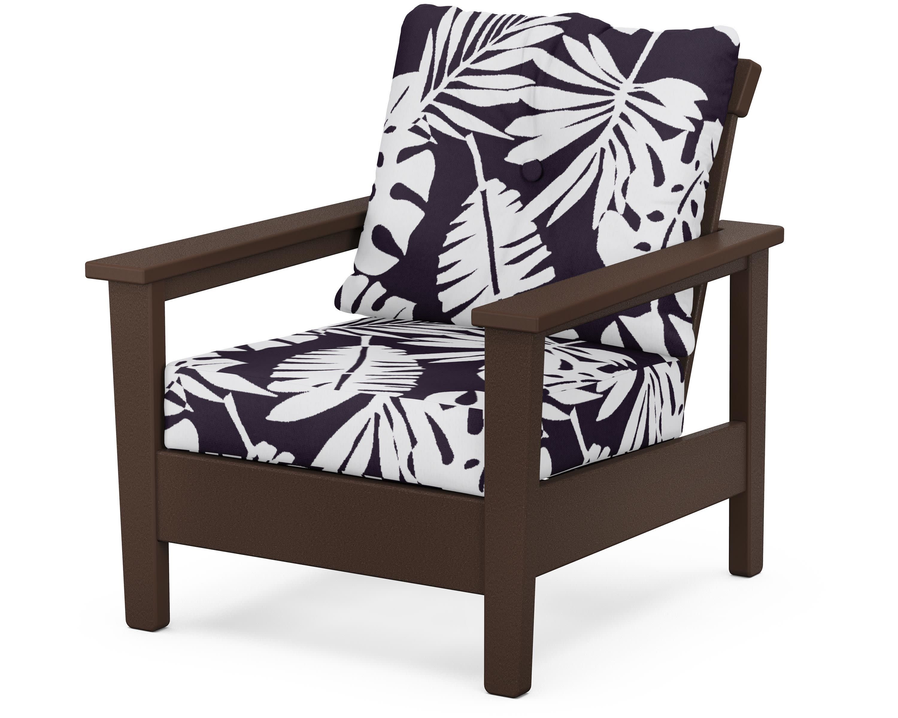 Prescott Deep Seating Chair in Mahogany / Leaf Navy