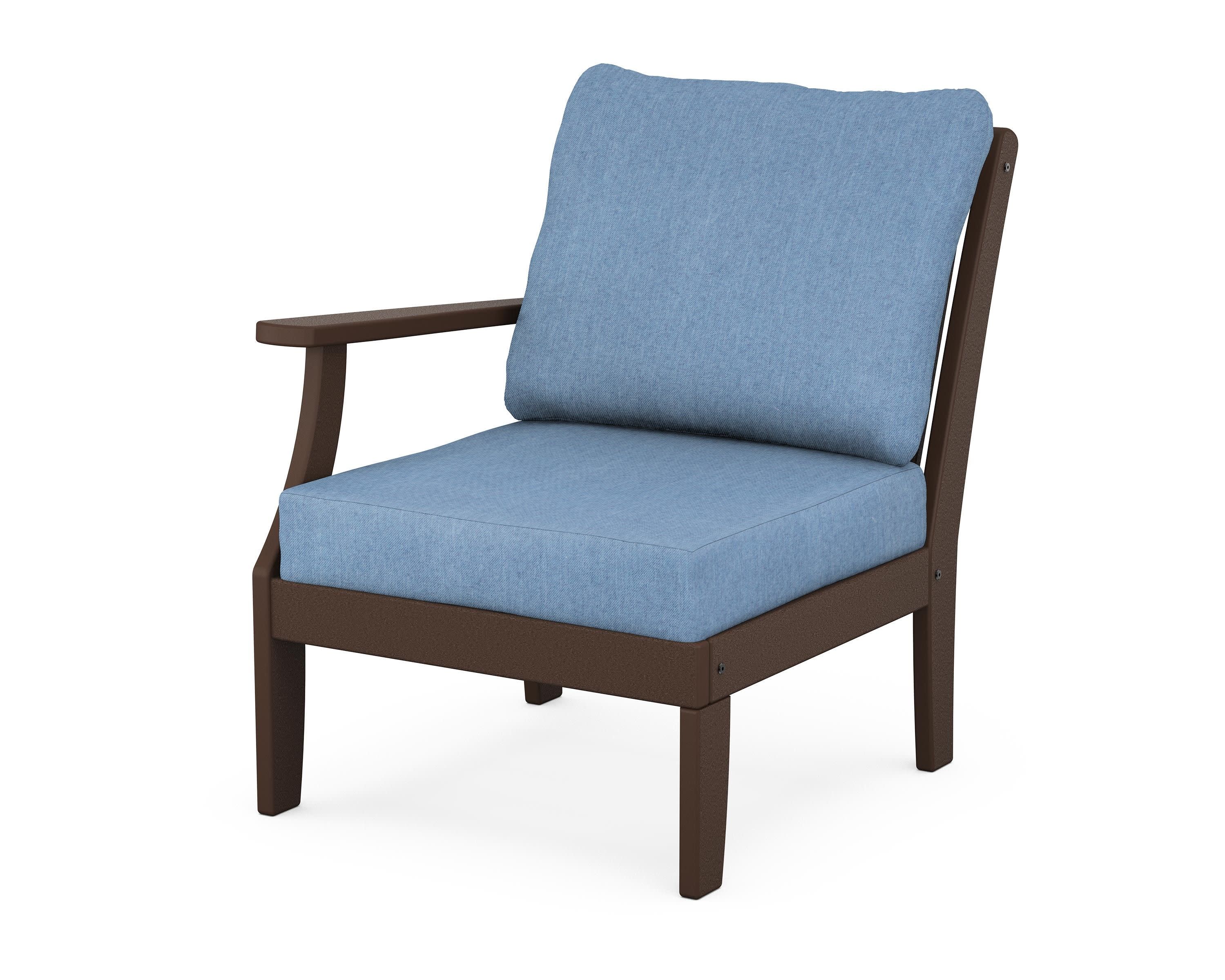 Braxton Modular Left Arm Chair in Mahogany / Sky Blue