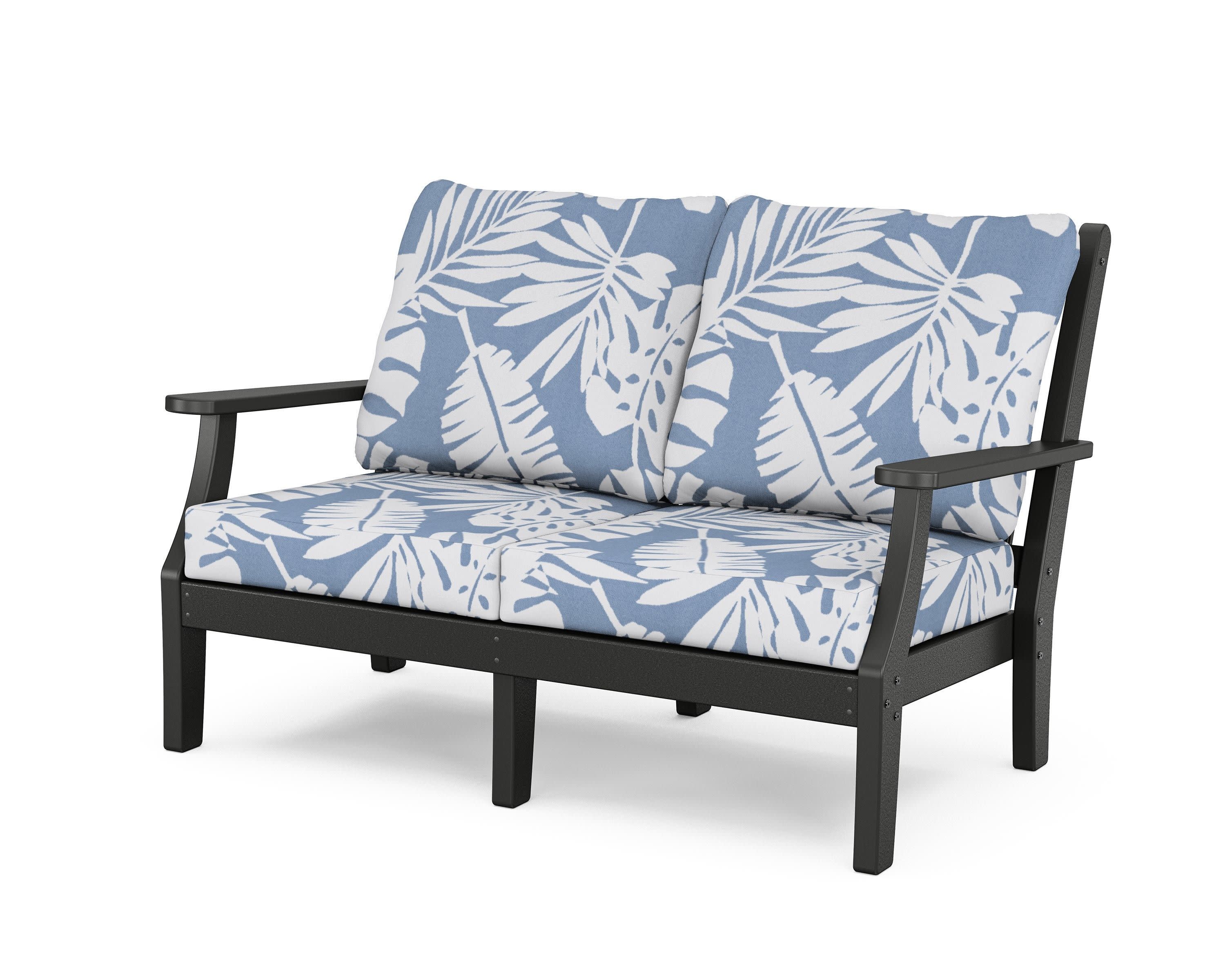 Wovendale Deep Seating Loveseat in Black / Leaf Sky Blue