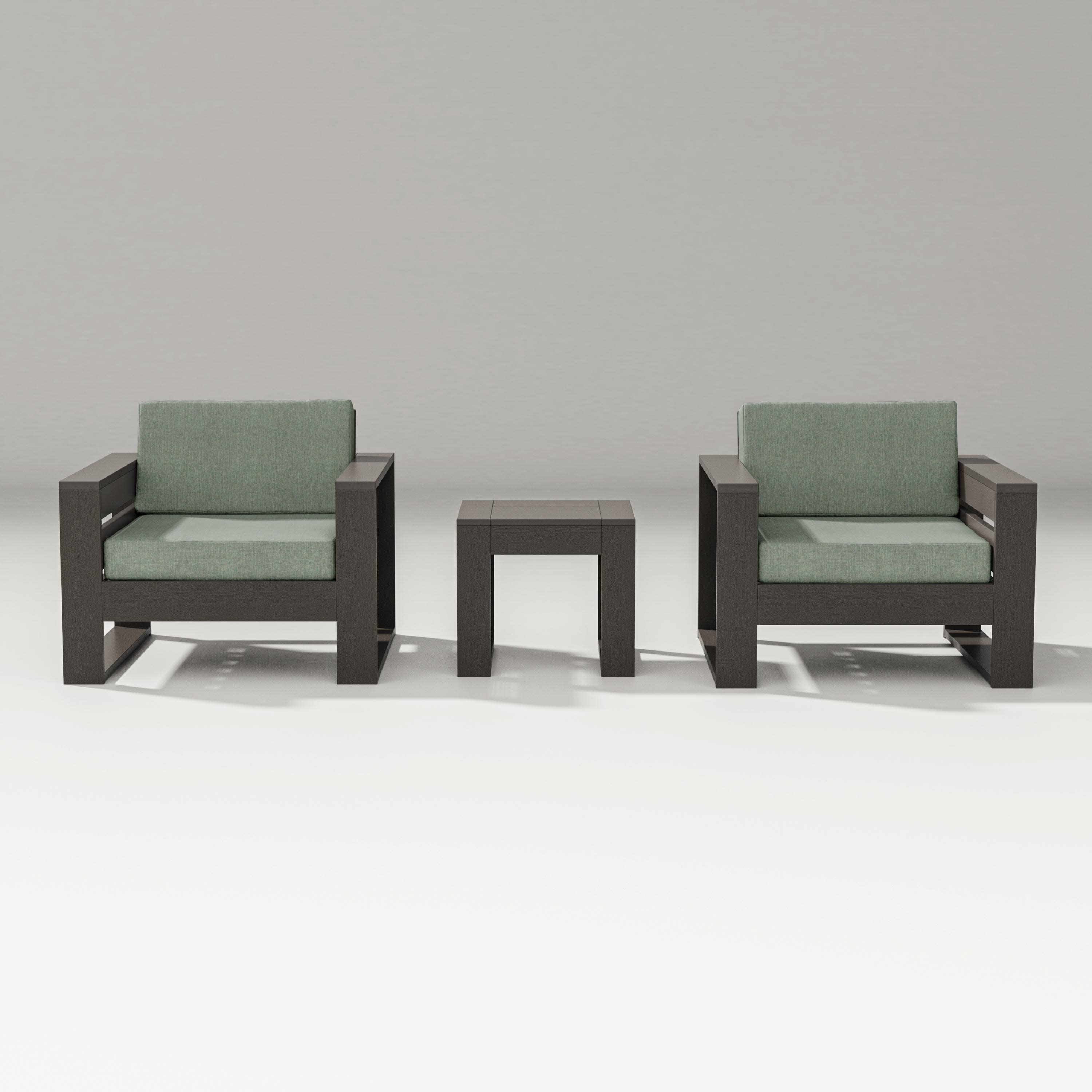 Latitude 3-Piece Lounge Chair Set in Vintage Coffee / Cast Sage