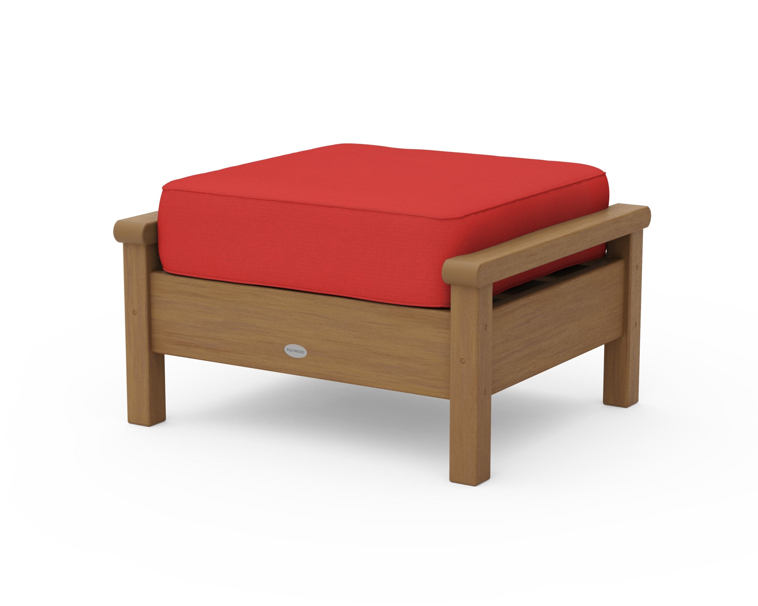 Harbour Deep Seating Ottoman in Natural / Crimson Linen
