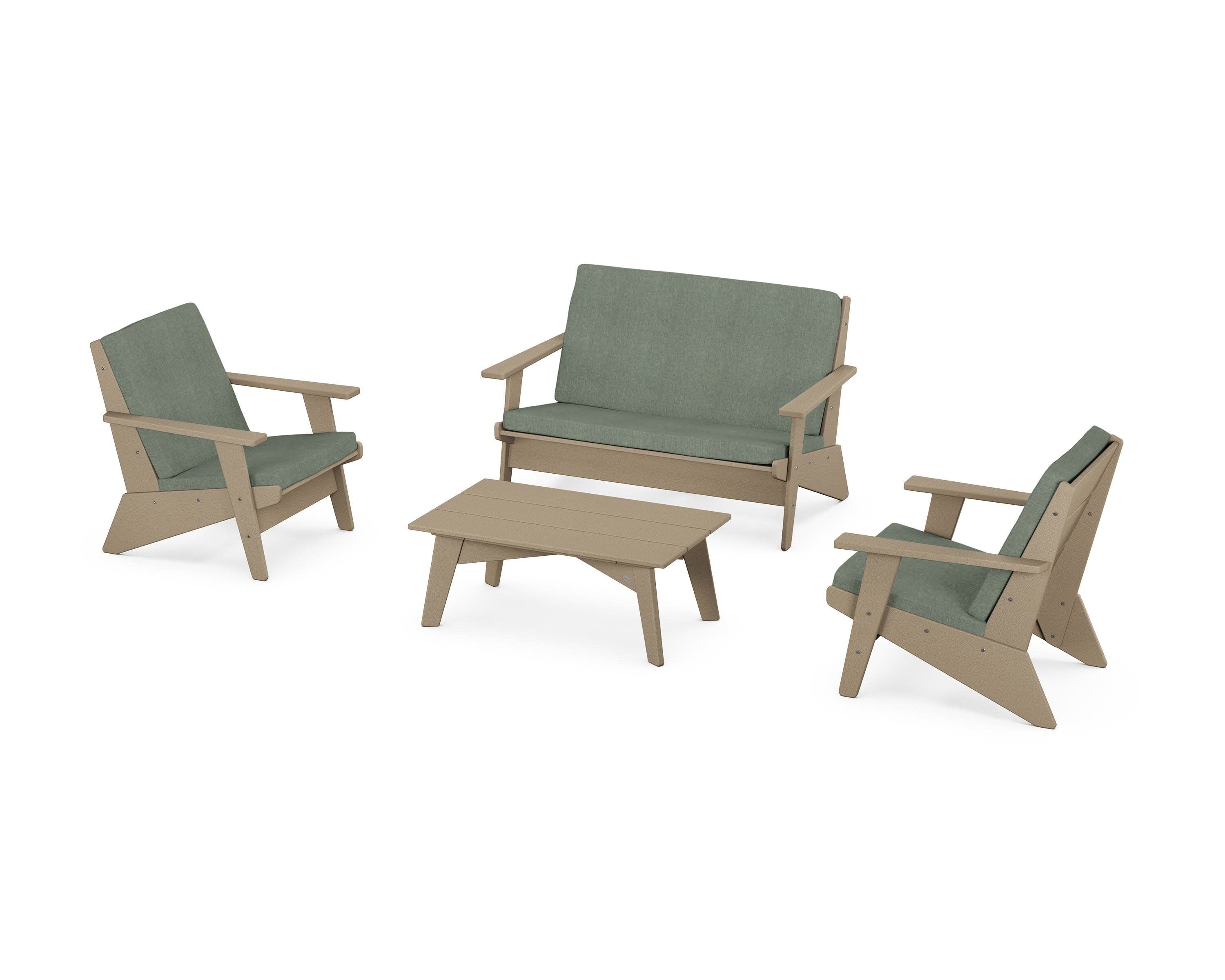 Riviera Modern Lounge 4-Piece Set in Vintage Sahara / Cast Sage