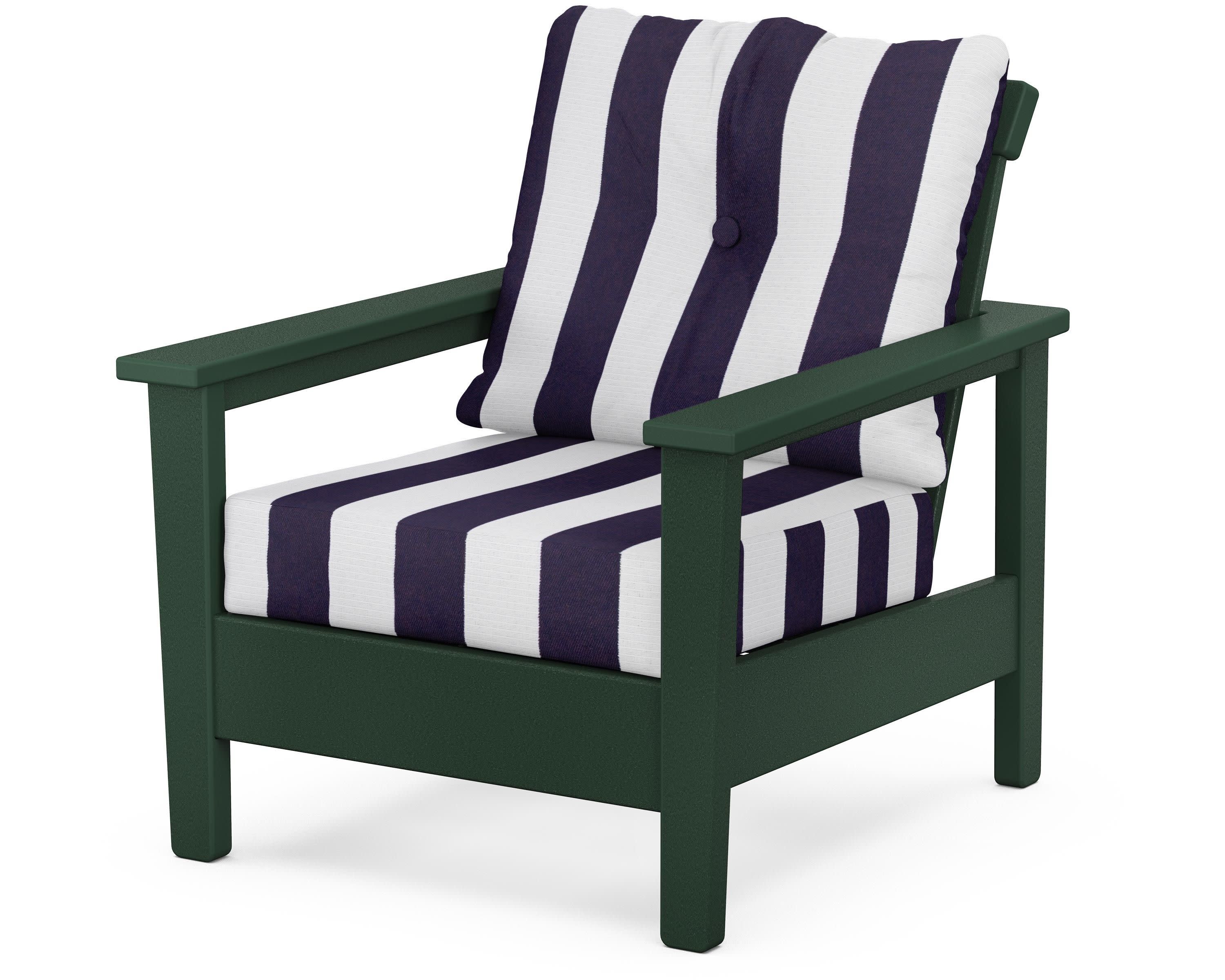 Prescott Deep Seating Chair in Green / Cabana Stripe Navy