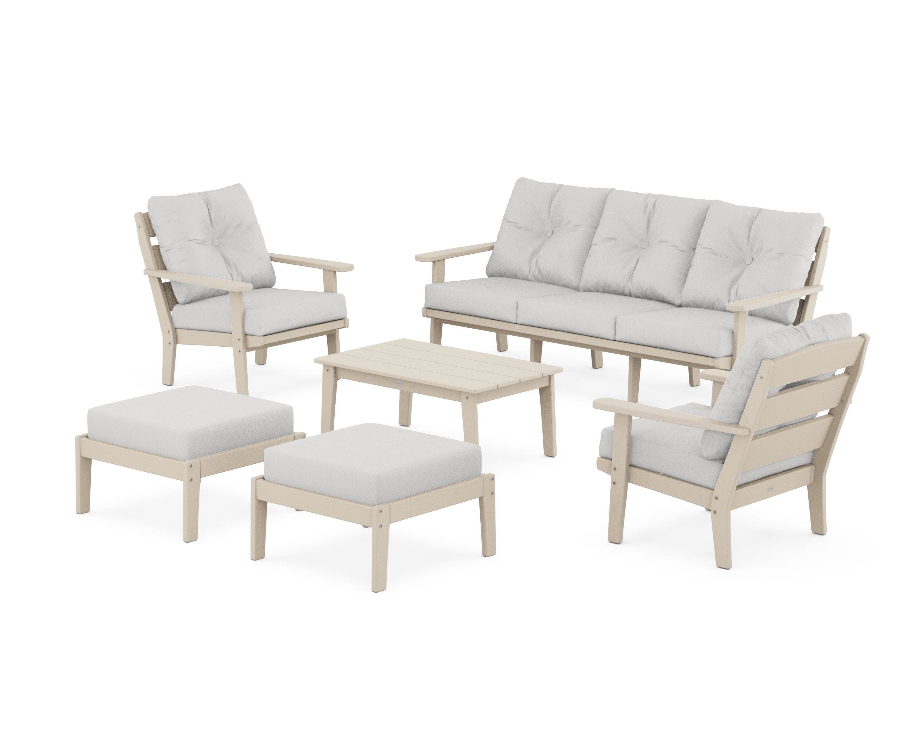 Lakeside 6-Piece Lounge Sofa Set in Sand / Diamond in the Rough
