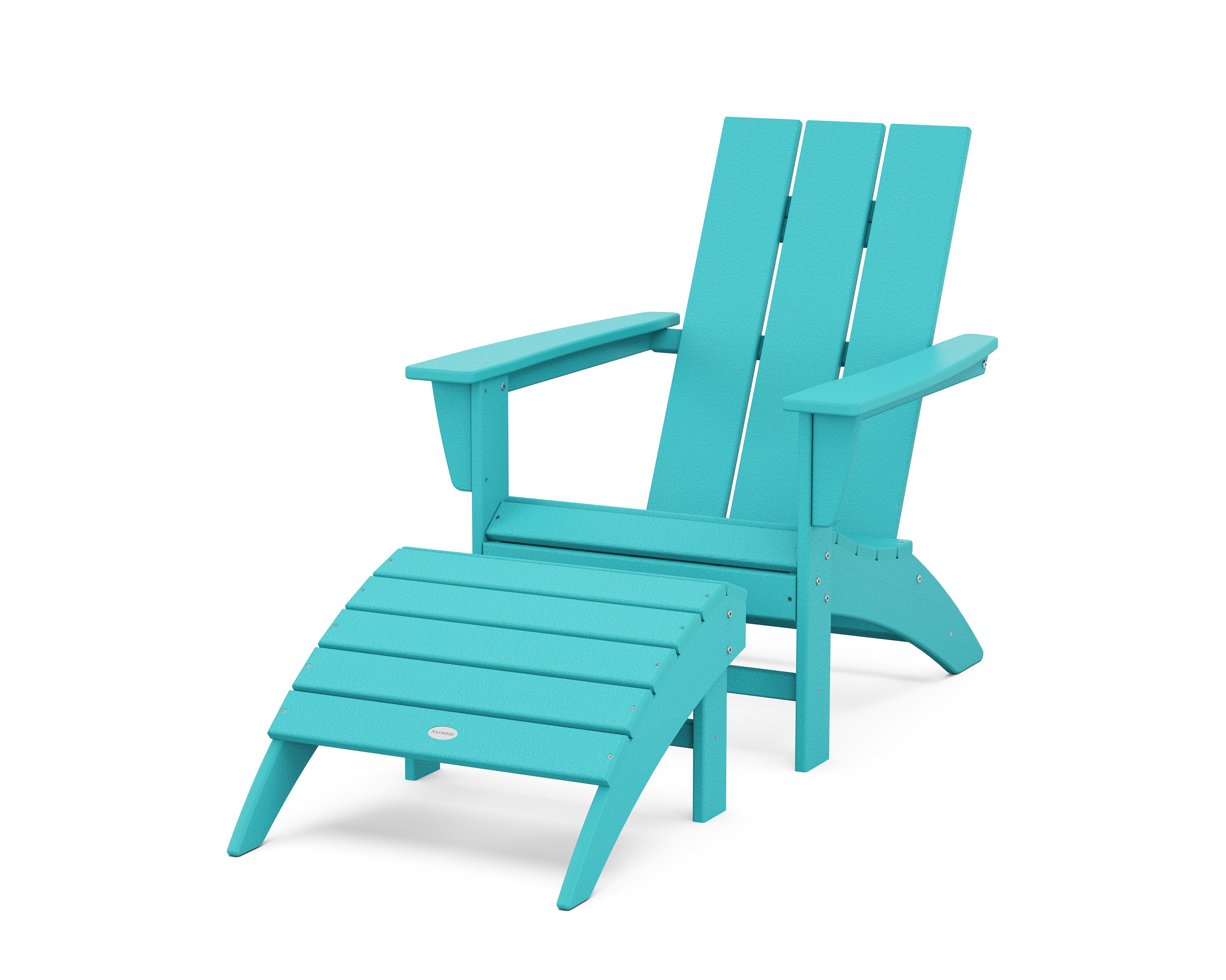 Modern Adirondack Chair 2-Piece Set with Ottoman in Aruba
