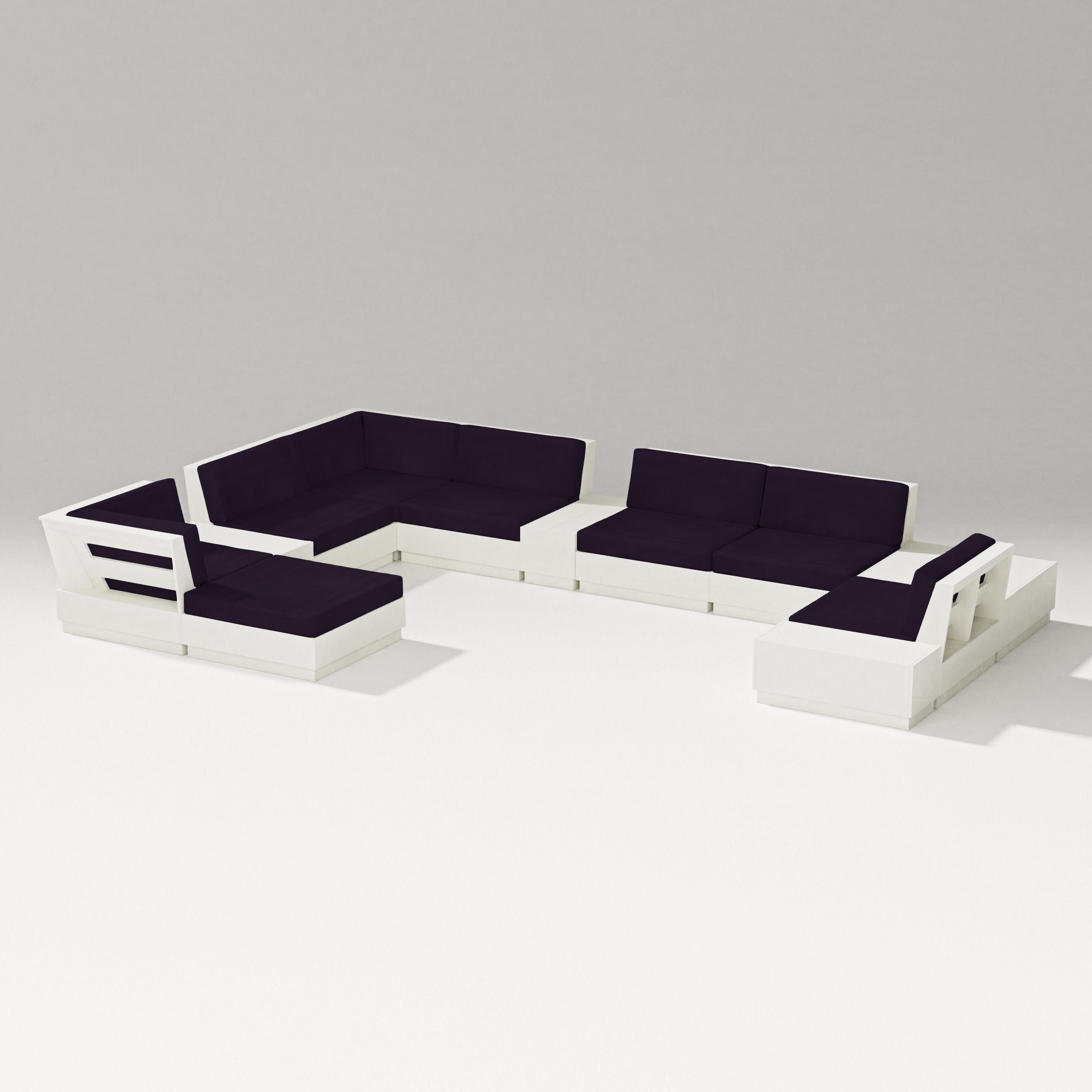 Elevate 12-Piece Conversation Sectional Set in Vintage White / Navy Linen