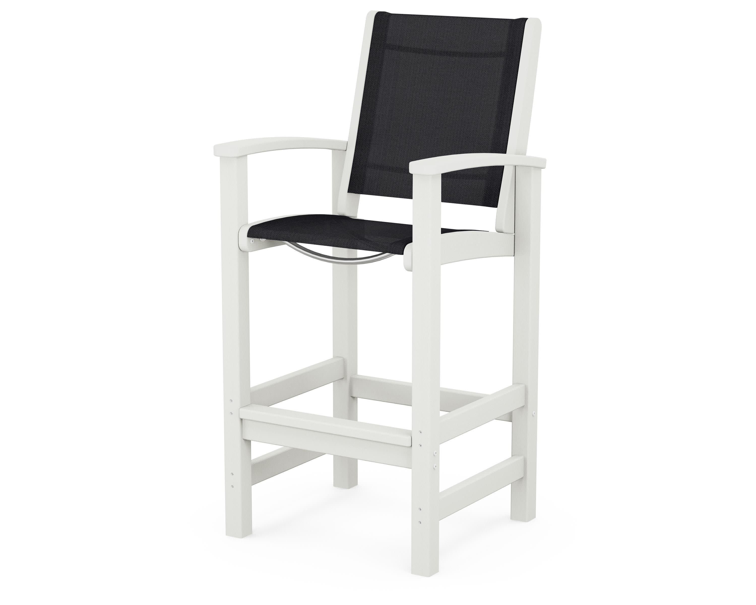 Coastal Bar Chair in Vintage White / Black Sling