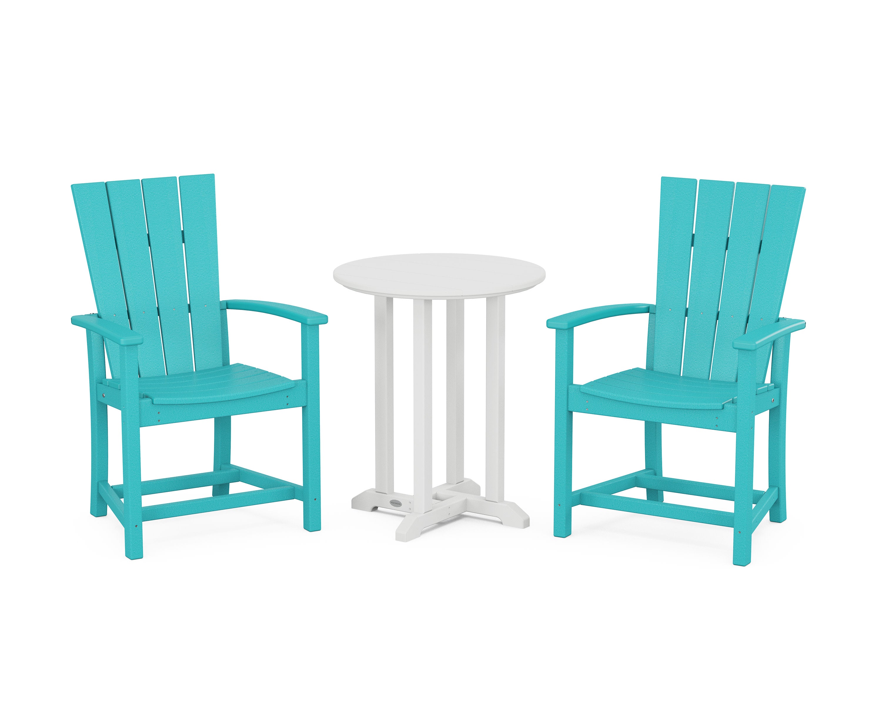 Quattro 3-Piece Round Farmhouse Bistro Dining Set in Aruba / White