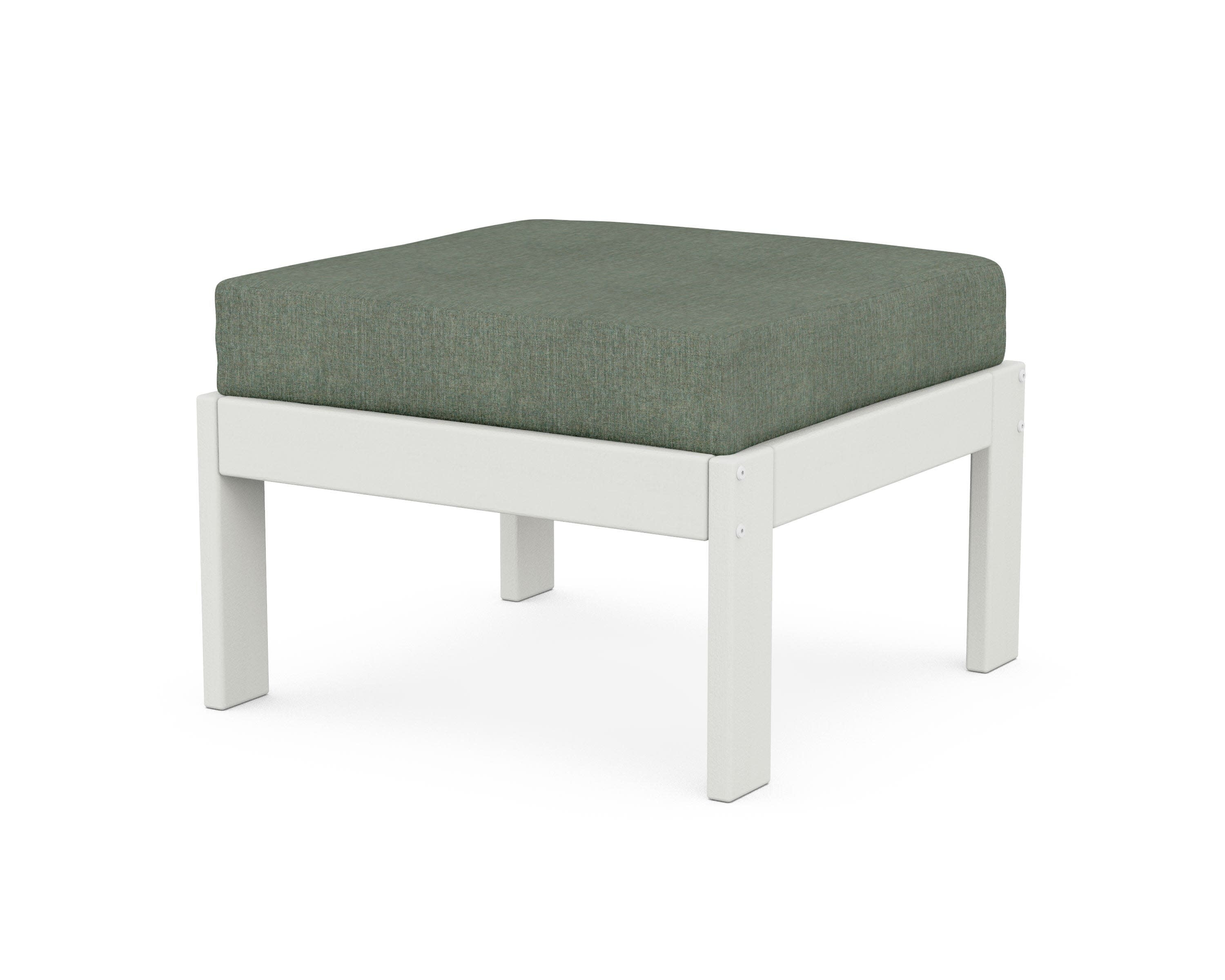 Vineyard Modular Ottoman in Vintage White / Cast Sage