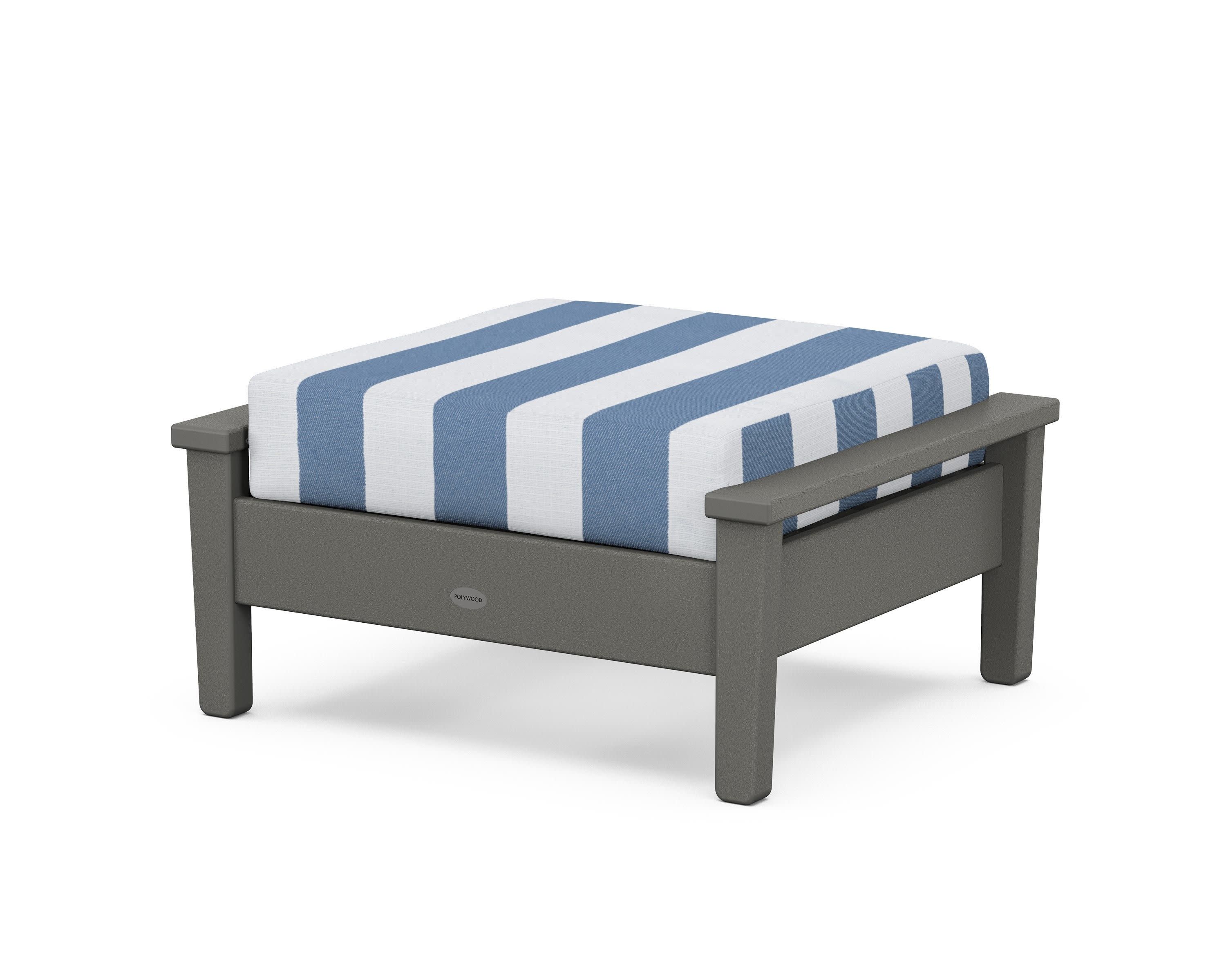 Prescott Deep Seating Ottoman in Slate Grey / Cabana Stripe Sky Blue