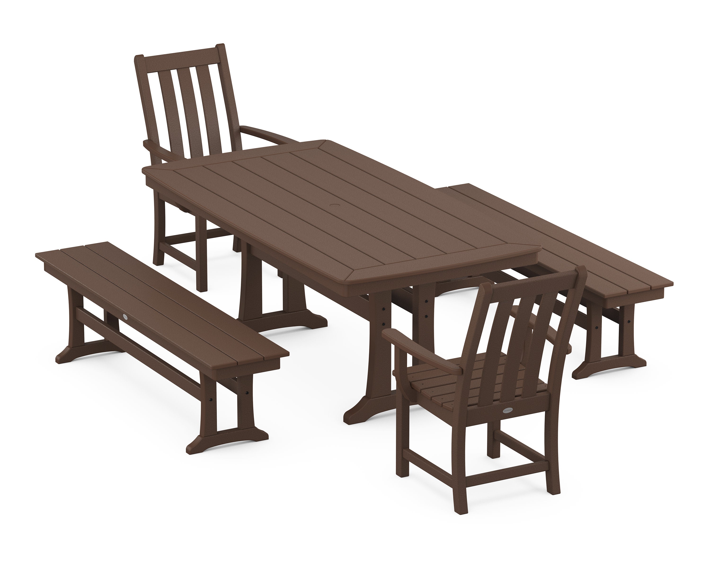Vineyard 5-Piece Dining Set with Trestle Legs in Mahogany