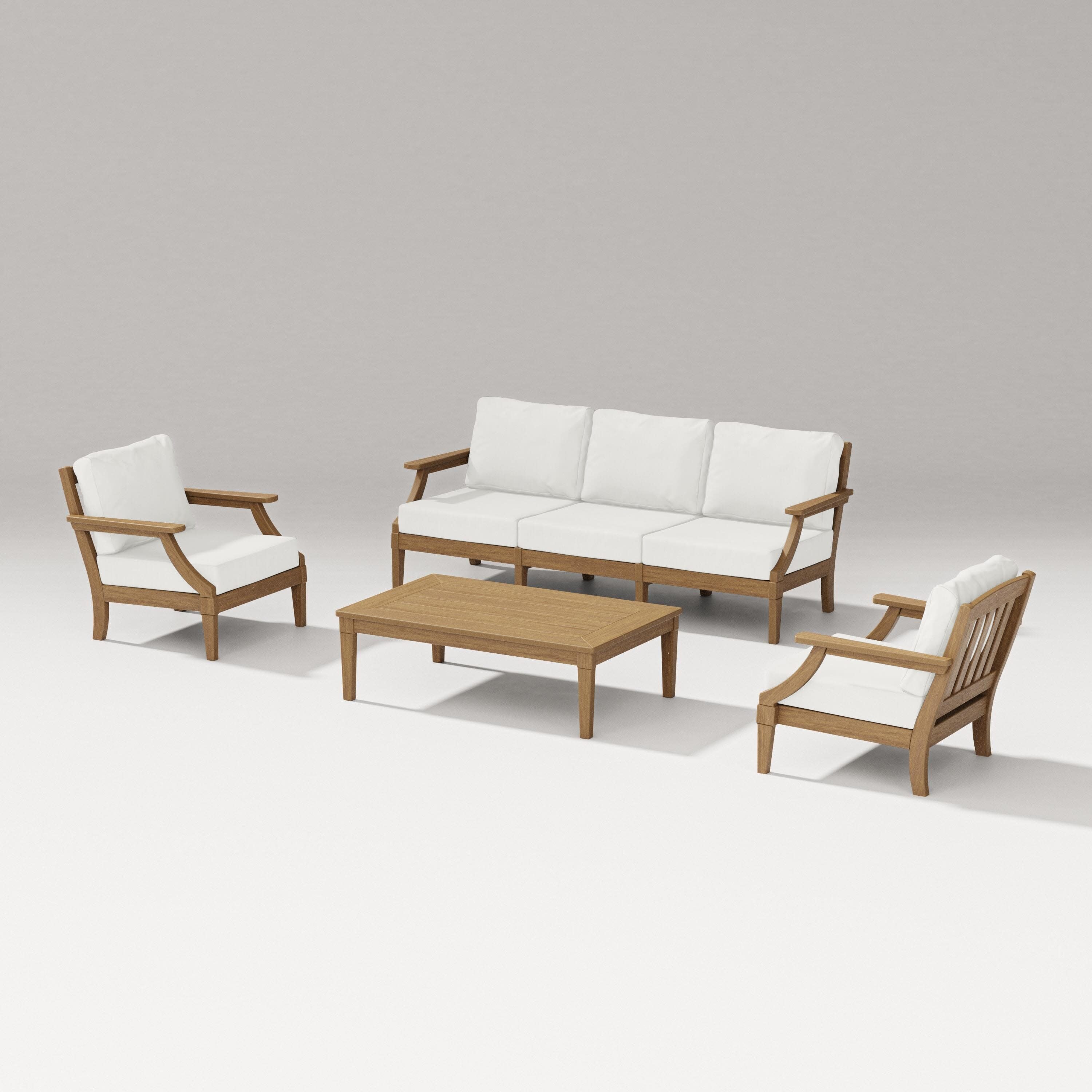 Estate 4-Piece Lounge Sofa Set in Natural / Natural Linen